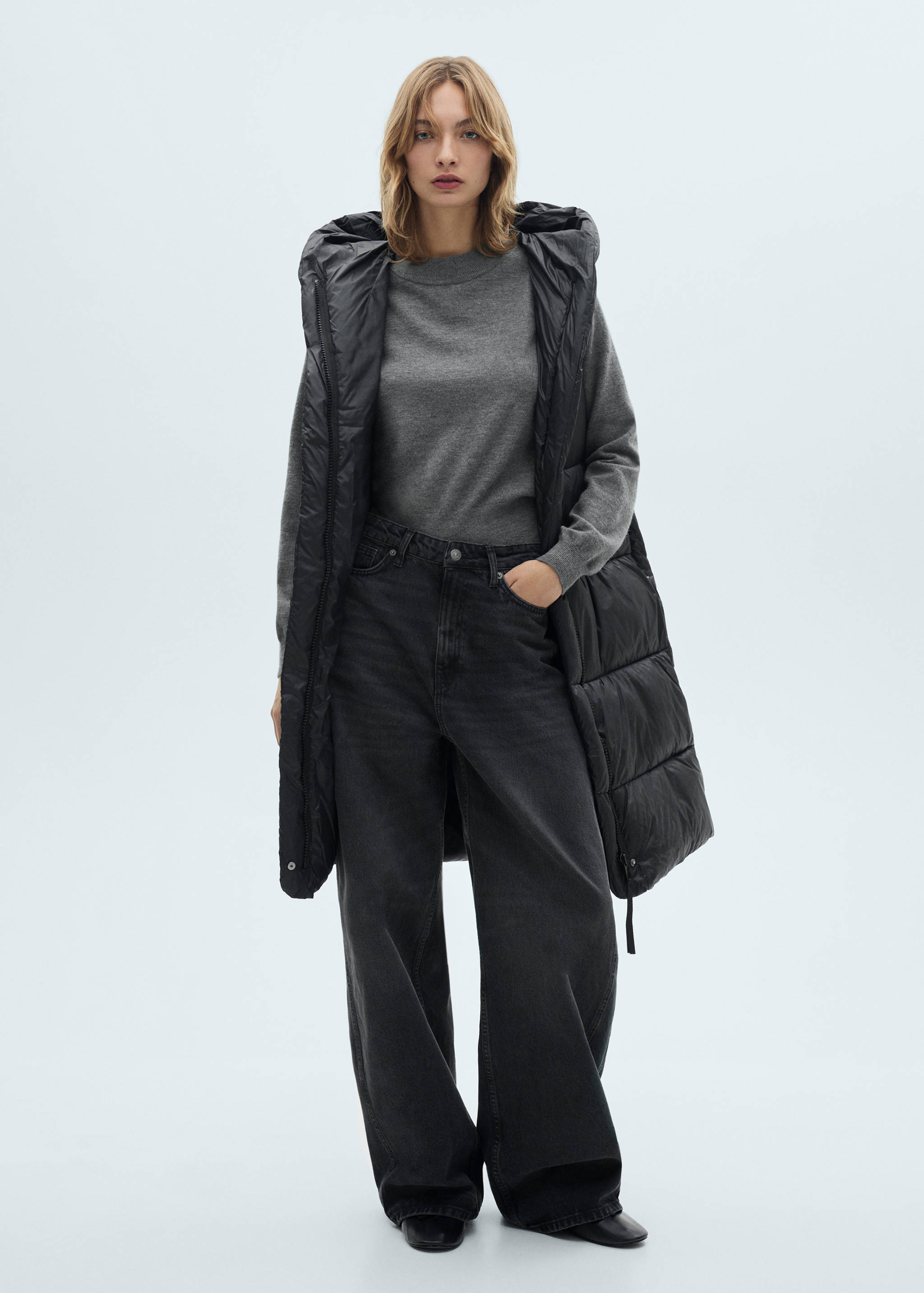 Long puffer vest - General plane