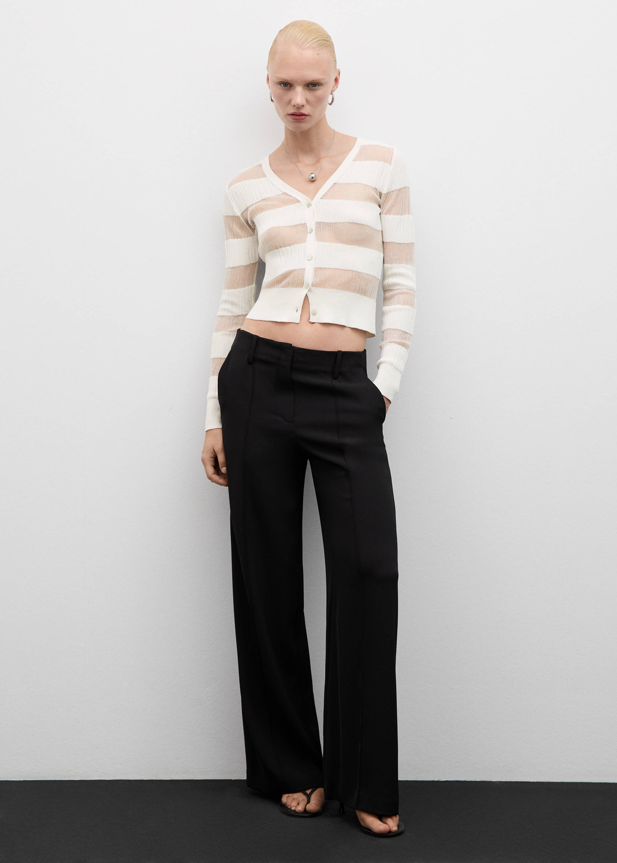 Semitransparent textured cardigan - General plane