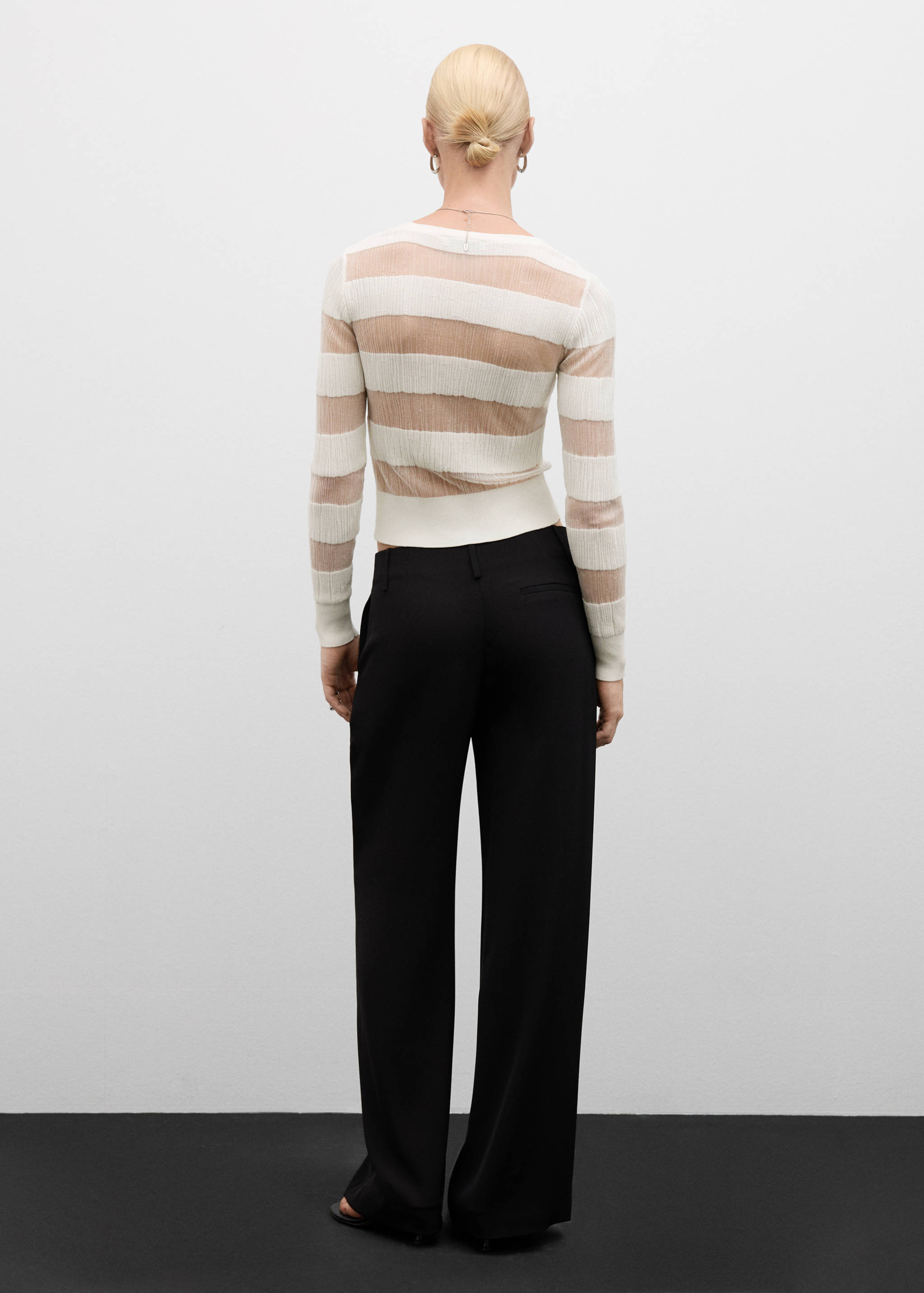 Semitransparent textured cardigan - Reverse of the article