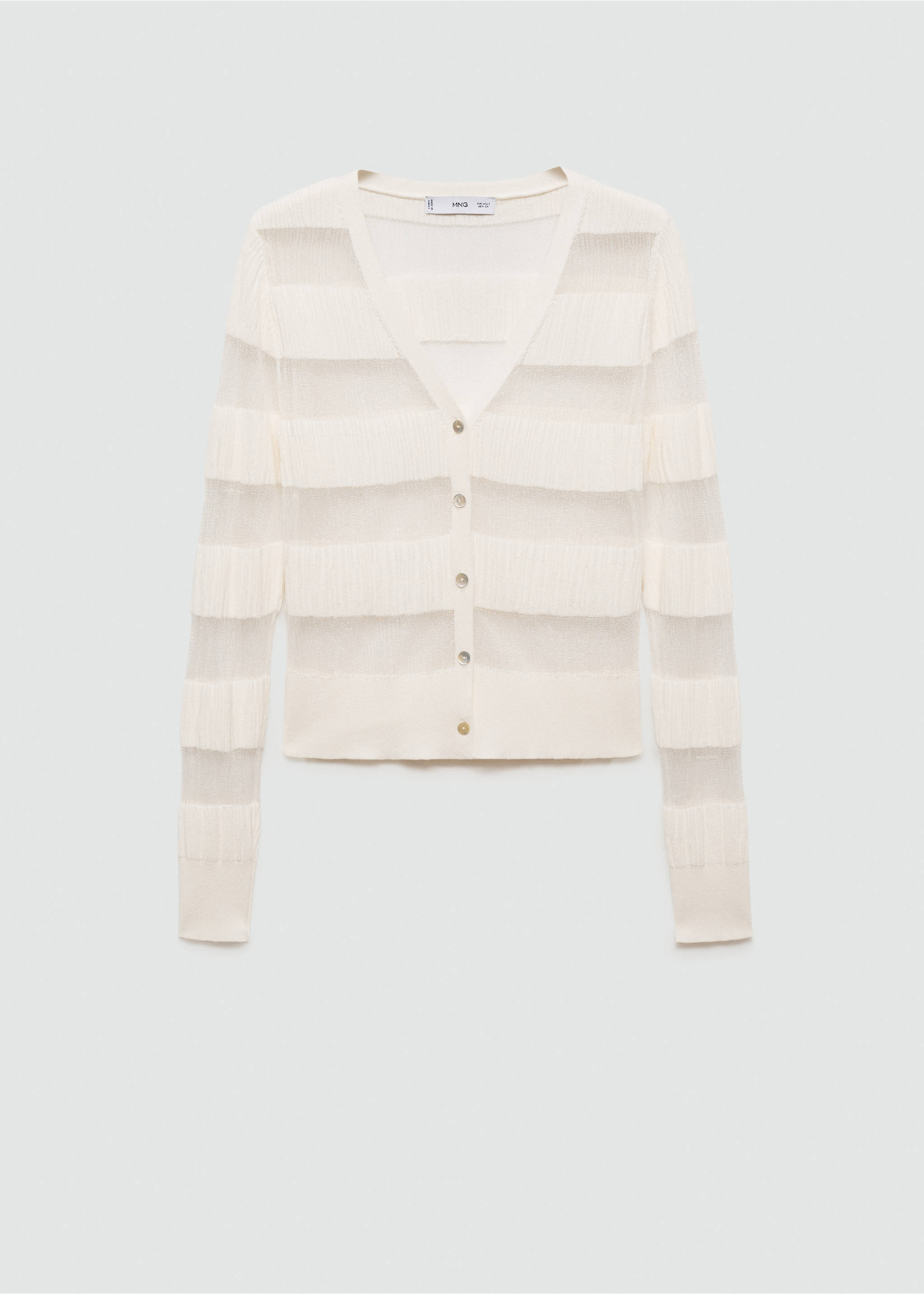 Semitransparent textured cardigan - Article without model, White. Ref: 77924066-00.