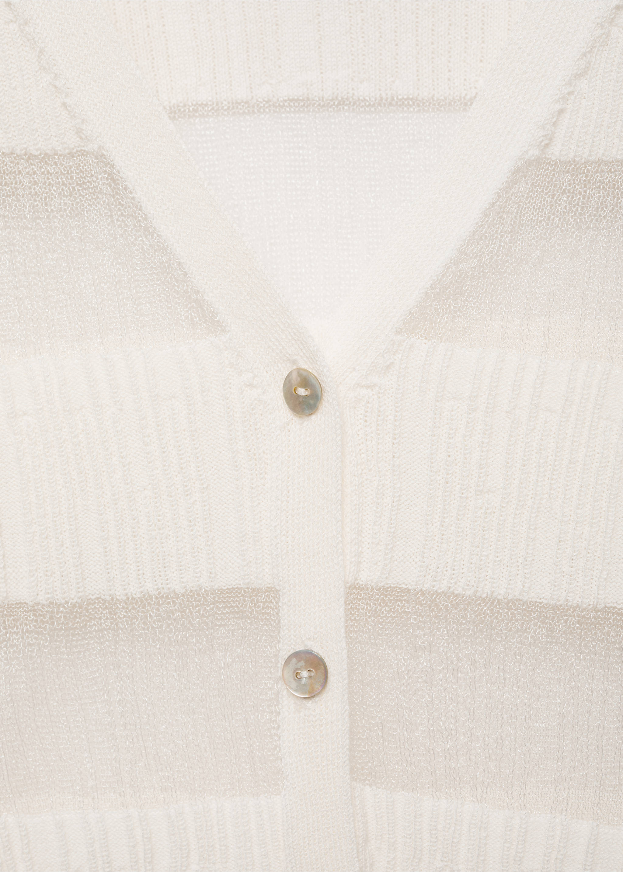 Semitransparent textured cardigan - Details of the article 8, White. Ref: 77924066-00.