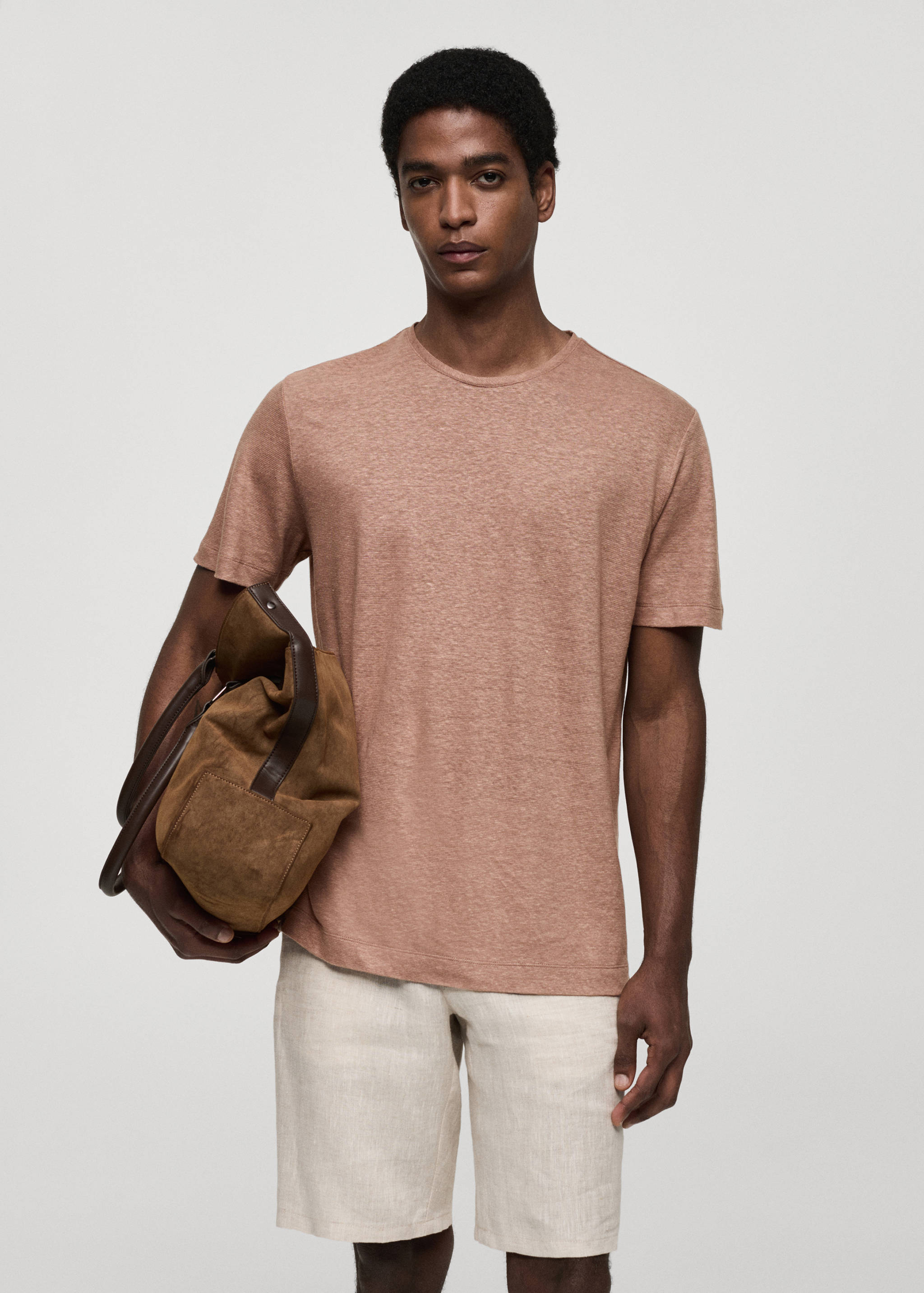 Regular-fit linen t-shirt - Medium plane