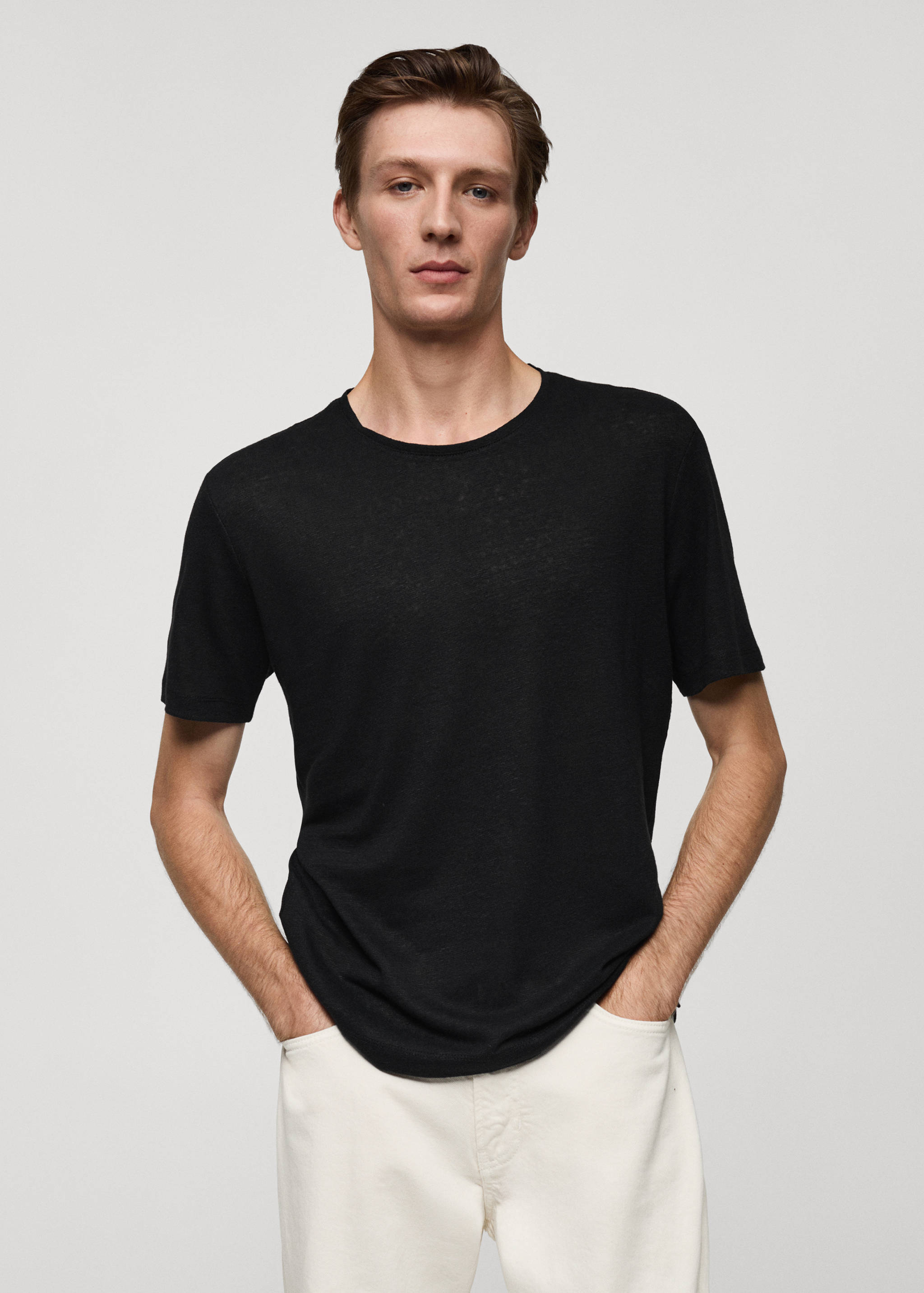 Regular-fit linen t-shirt - Medium plane