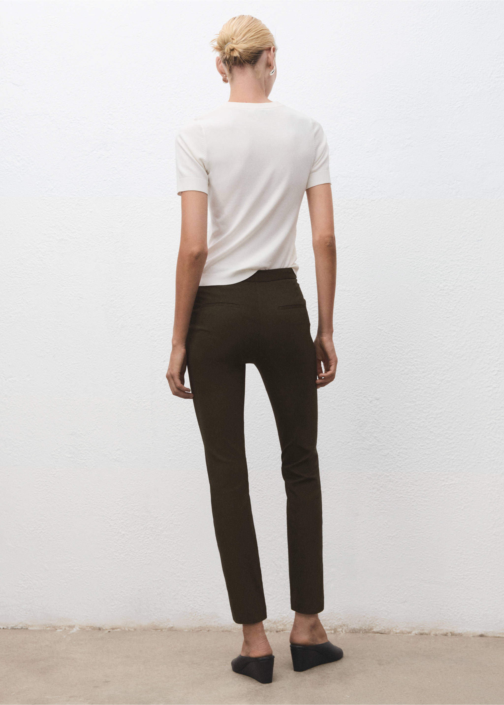 Crop skinny broek - Achterkant van het artikel, Kaki. Ref: 83700555-00.