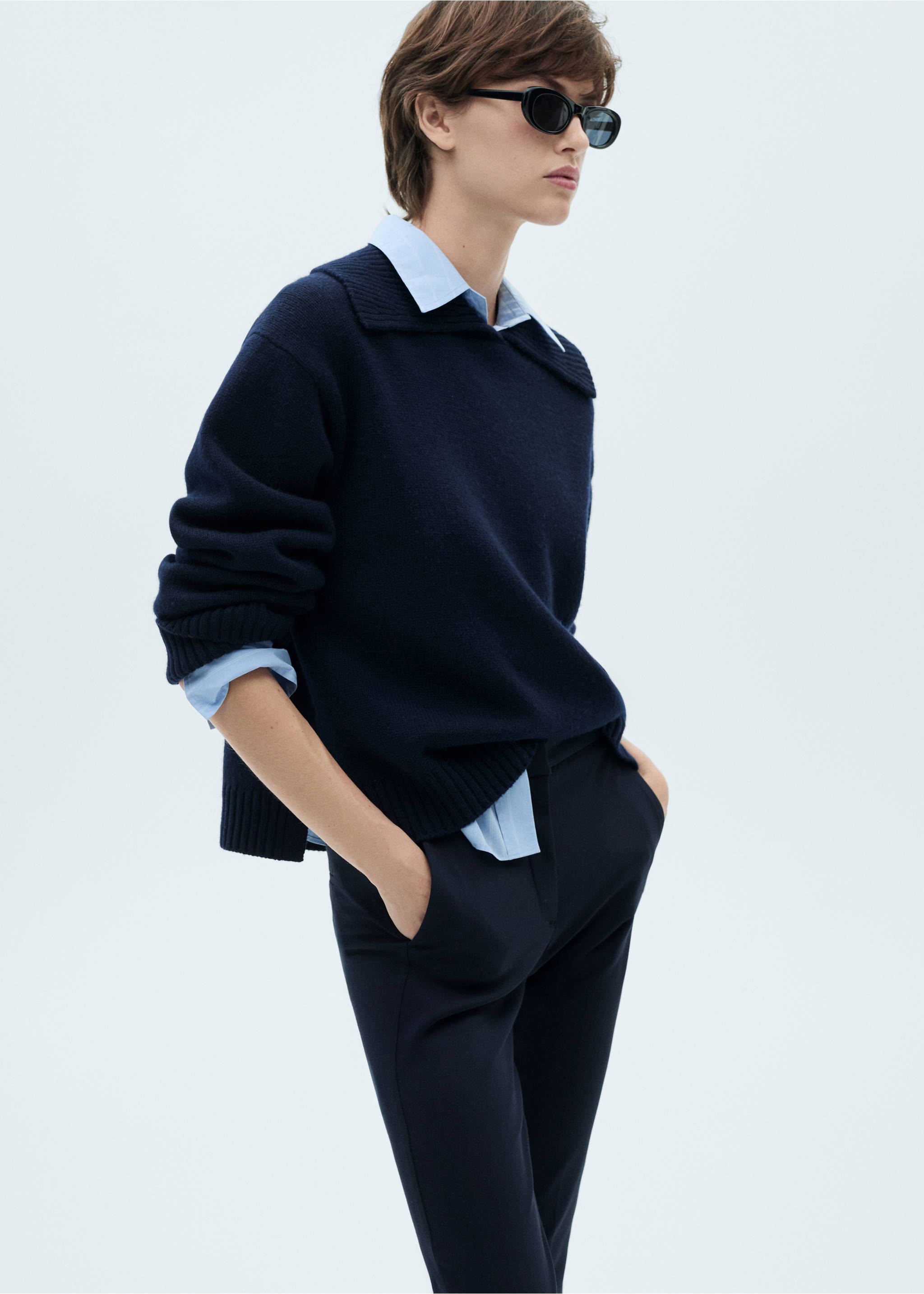 Pantaloni skinny crop - Dettaglio dell'articolo 1, Blu marino scuro. Ref: 83700555-00.