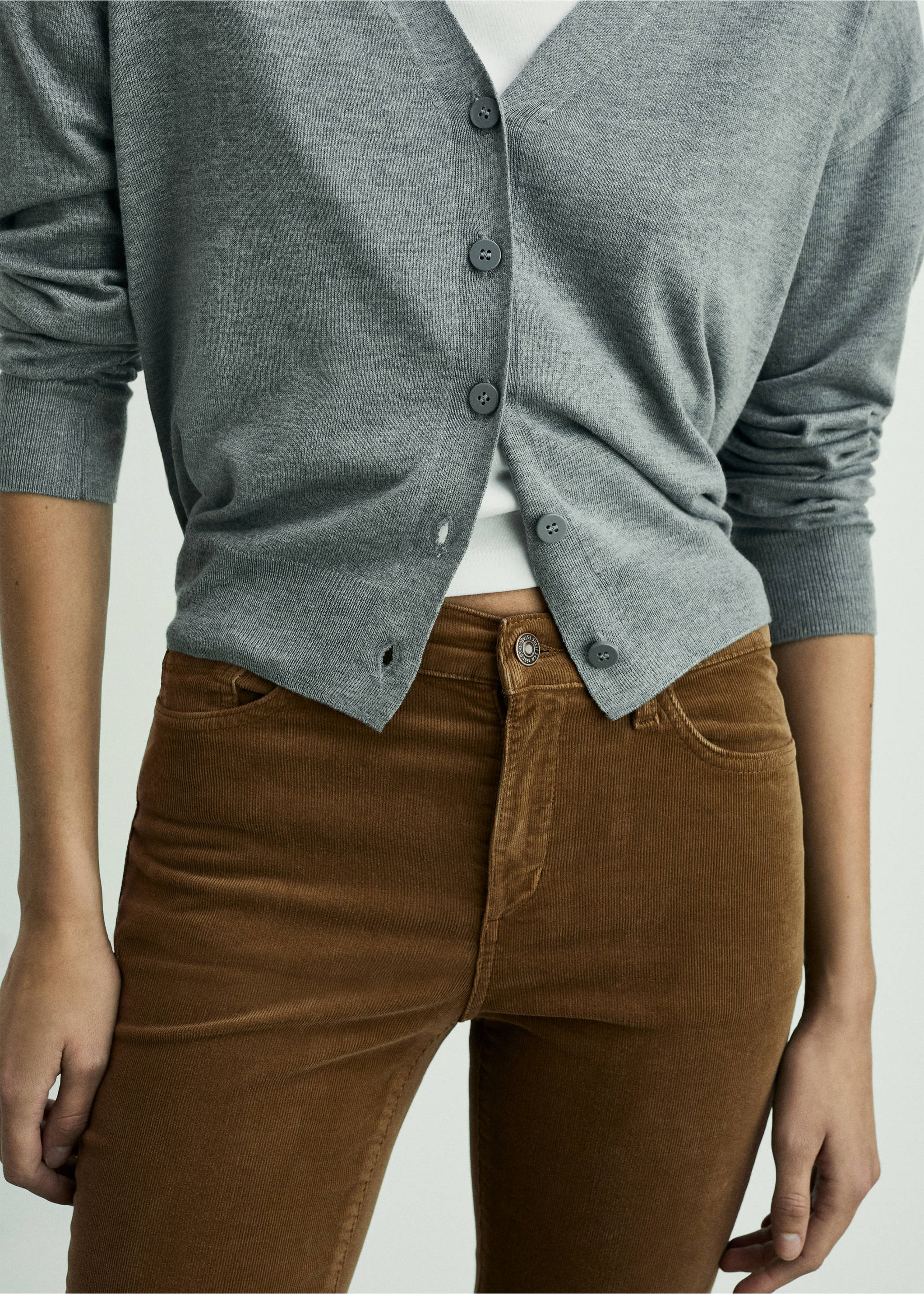 Pantaloni Sienna flare crop velluto a coste - Dettaglio dell'articolo 1, Marrone medio. Ref: 87000220-00.