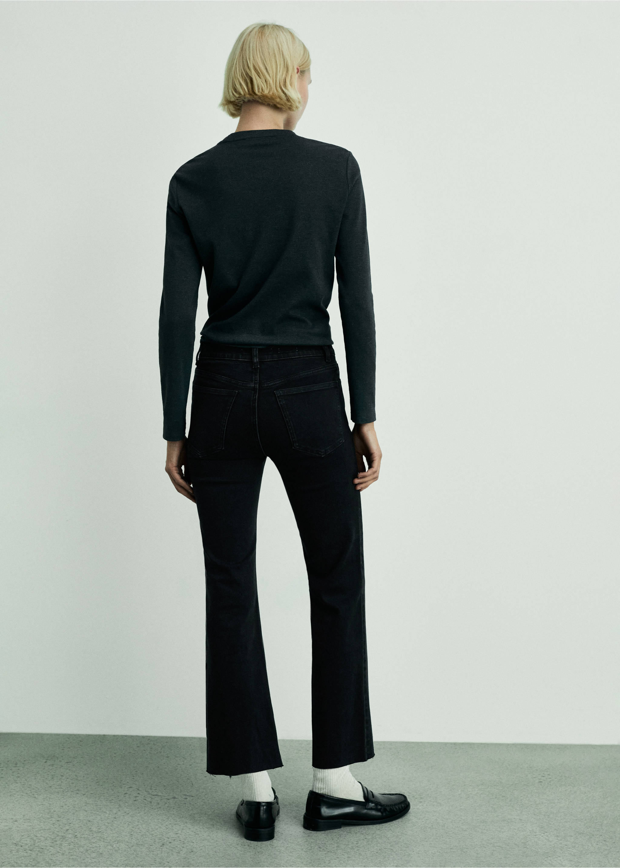 Sienna flared cropped jeans - Reverse of the article, Black denim. Ref: 87000223-00.