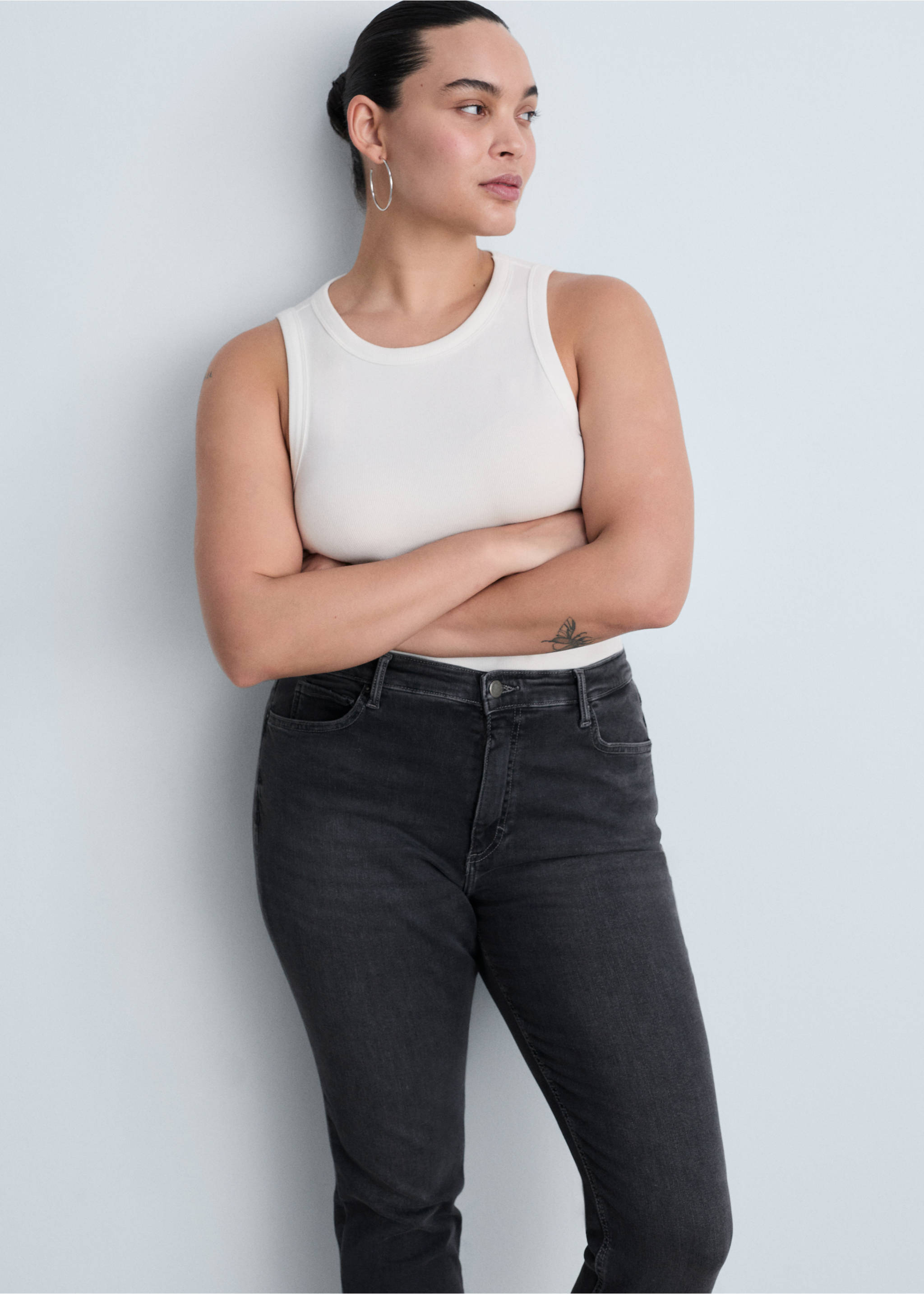 Mid-rise skinny jeans - Details of the article 5, Open Grey. Ref: 87000250-00.