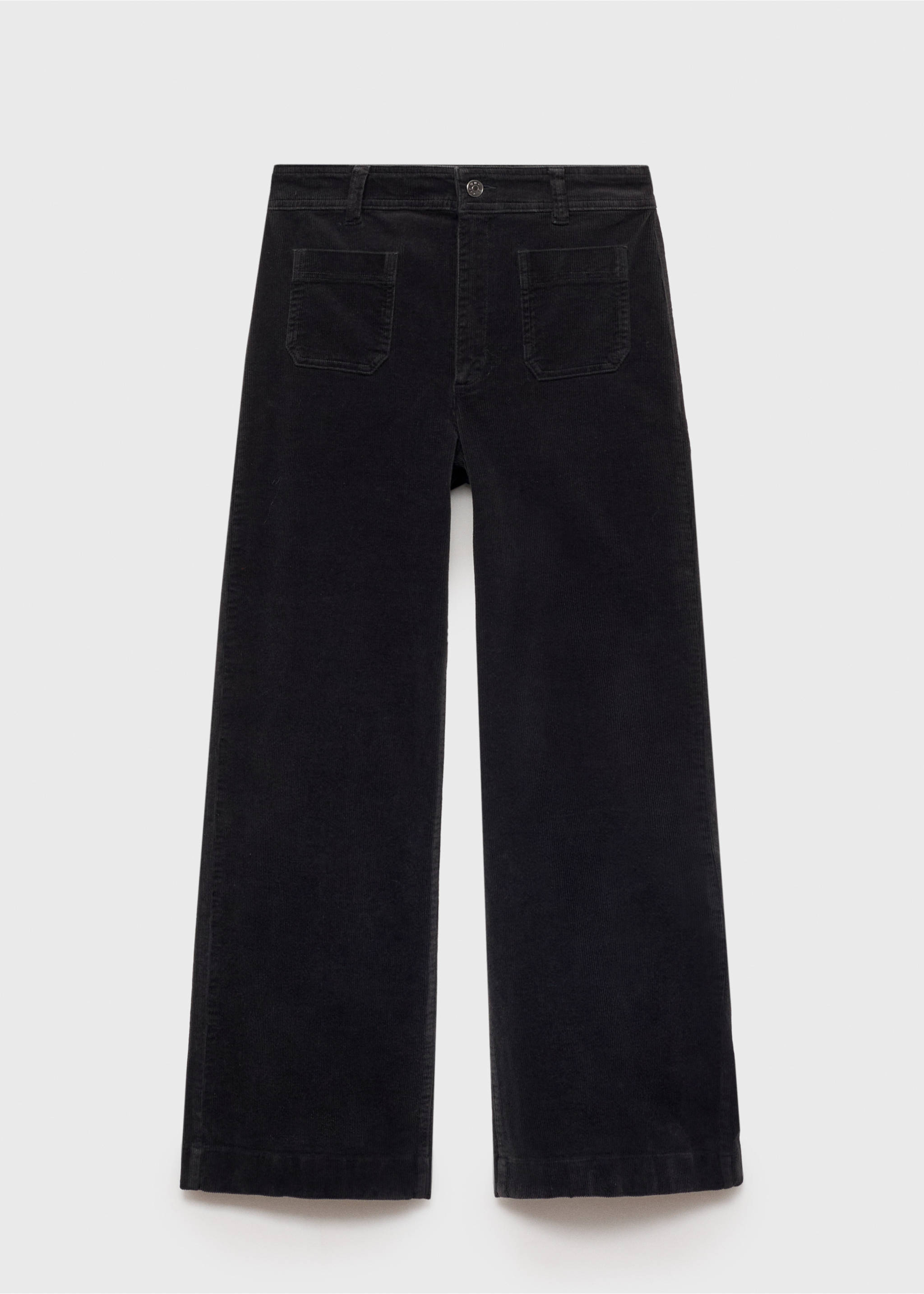 Pantalon Catherin style jupe-culotte velours côtelé - Article sans modèle, Noir. Ref: 87000257-00.