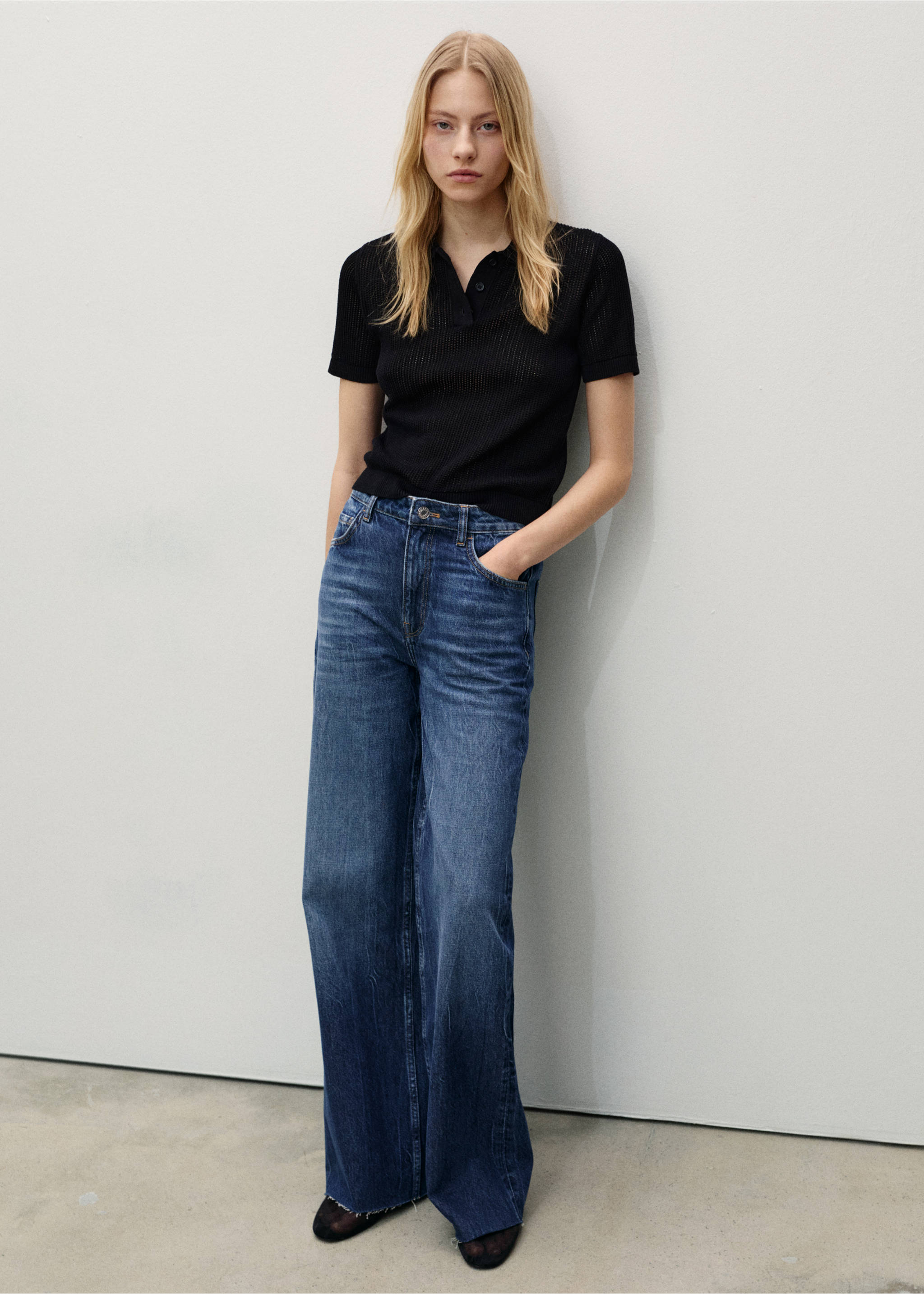 Danila high-waisted wide leg jeans - General plane, Dark Blue. Ref: 87000258-00.