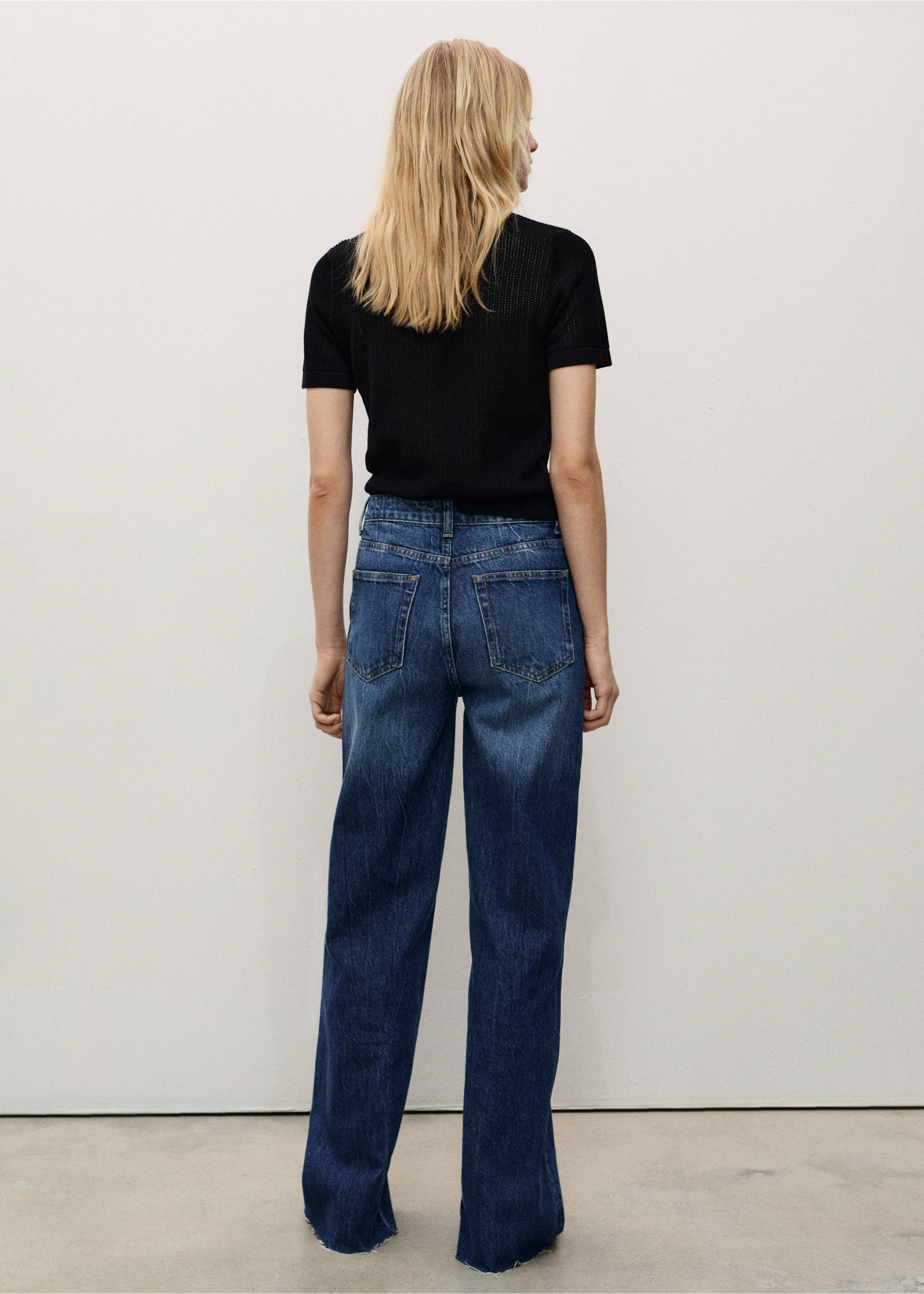 Danila high-waisted wide leg jeans - Reverse of the article, Dark Blue. Ref: 87000258-00.
