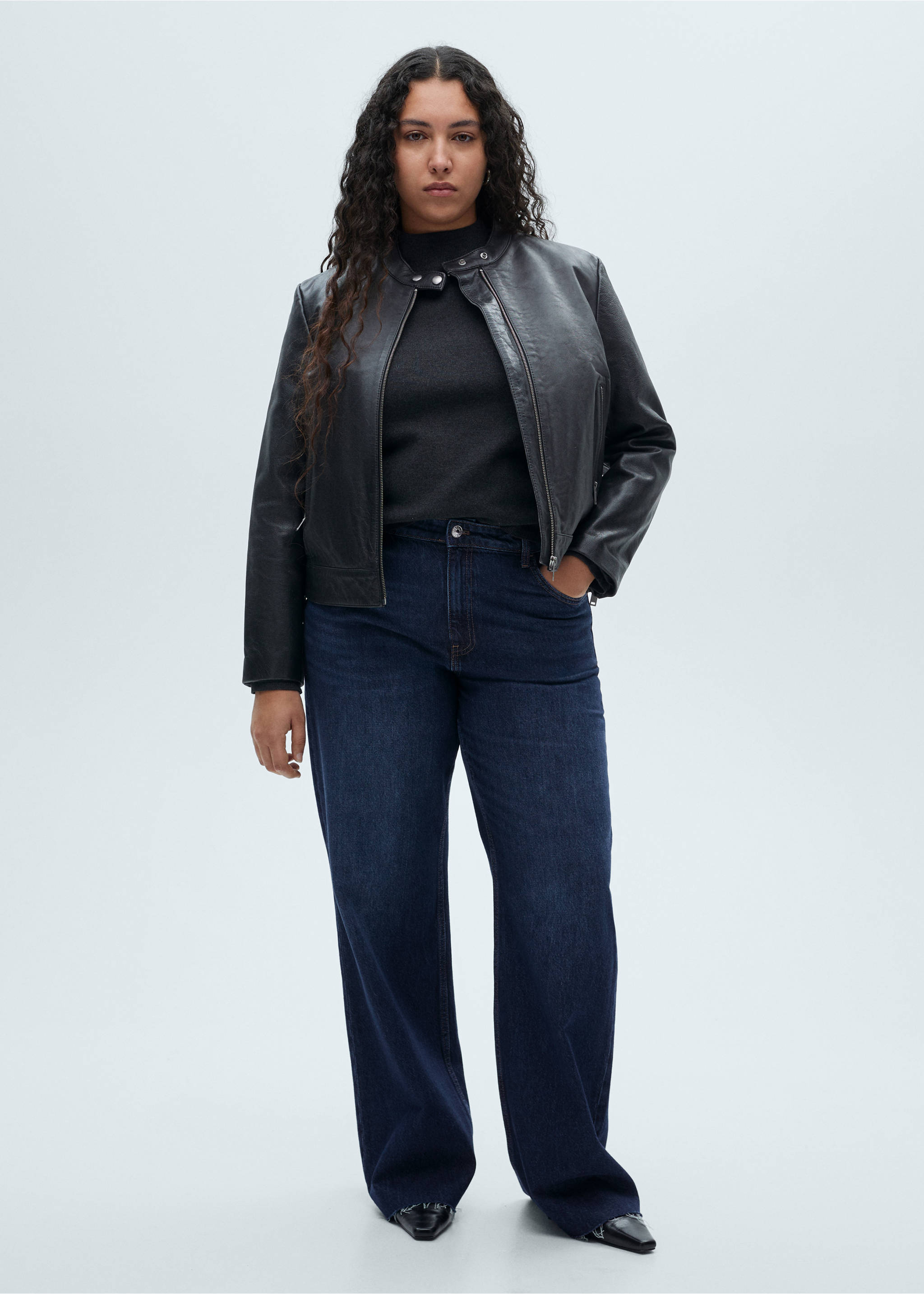 Danila high-waisted wide leg jeans - Details of the article 6, Dark Blue. Ref: 87000258-00.