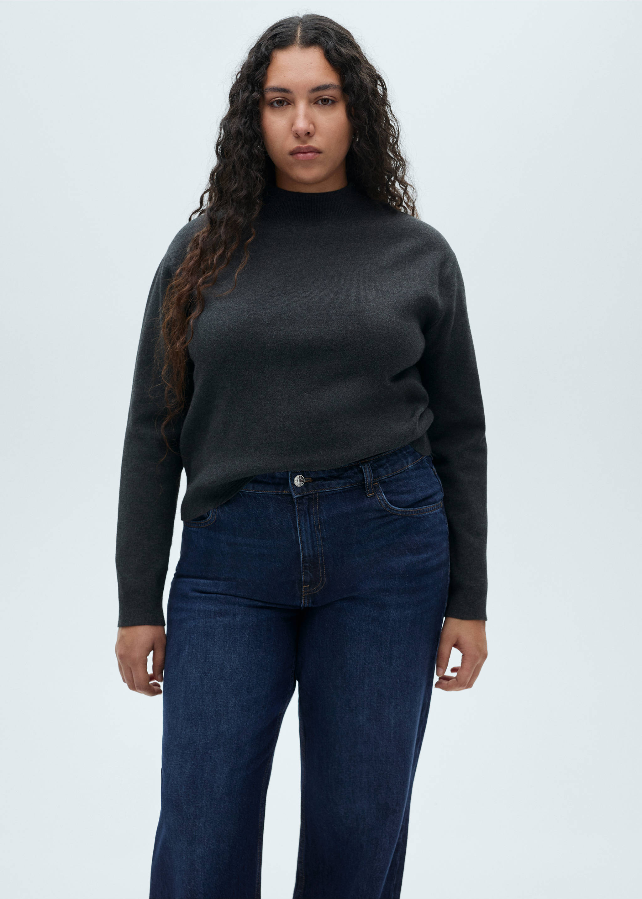 Danila high-waisted wide leg jeans - Details of the article 5, Dark Blue. Ref: 87000258-00.