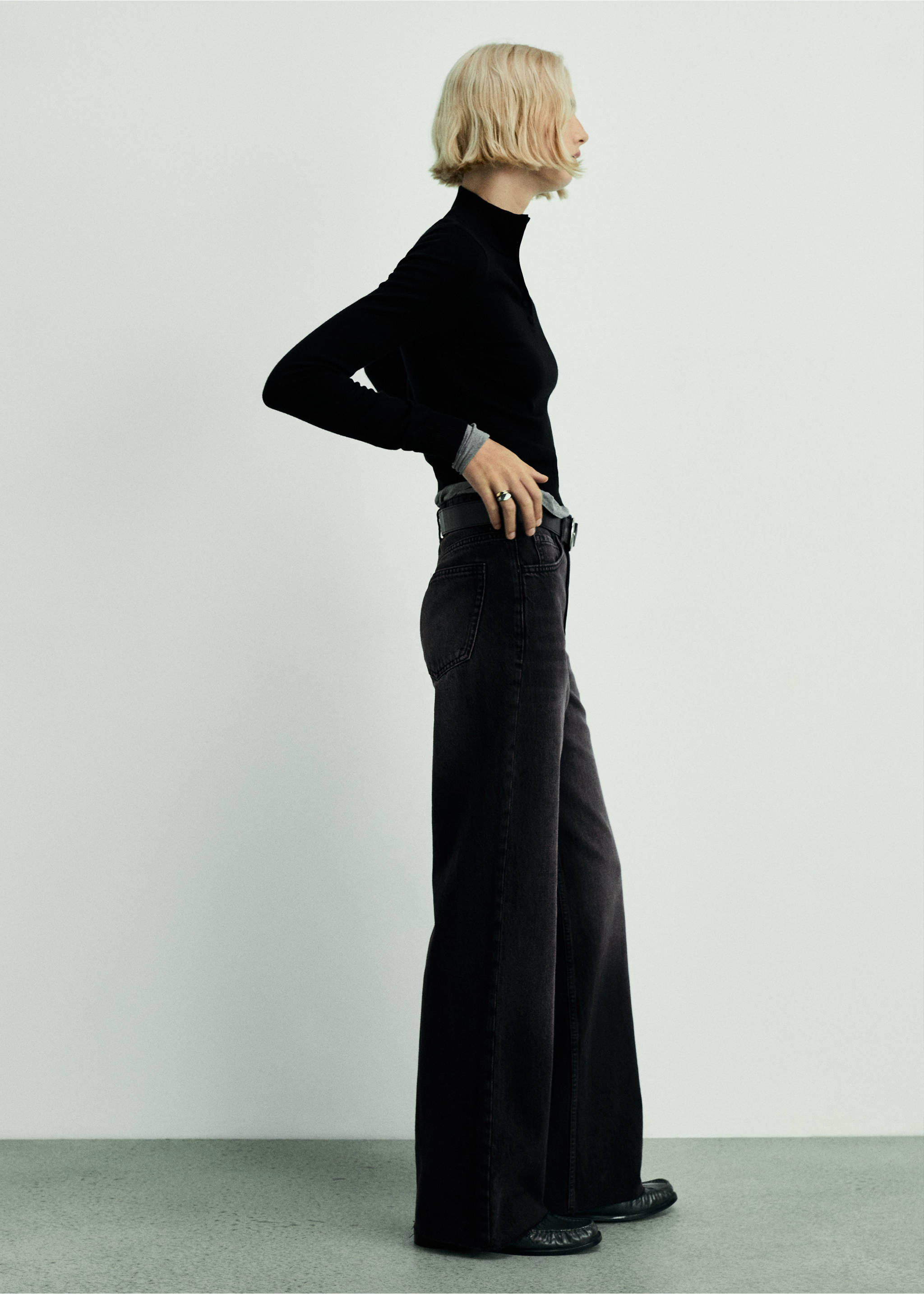 Danila High-Waist Wide-Leg Jeans - Allgemeine Ansicht, Black denim. Ref: 87000259-00.