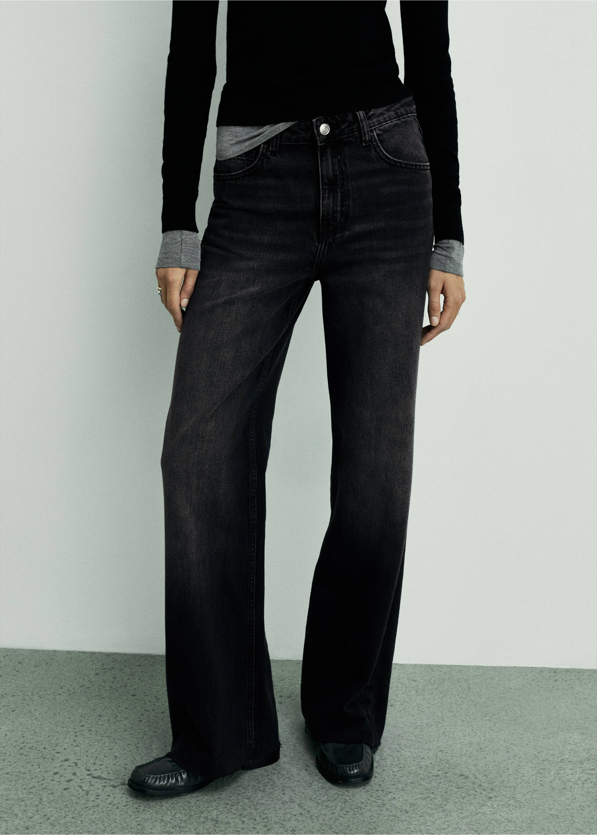 Danila High-Waist Wide-Leg Jeans - Mittlere Ansicht, Black denim. Ref: 87000259-00.