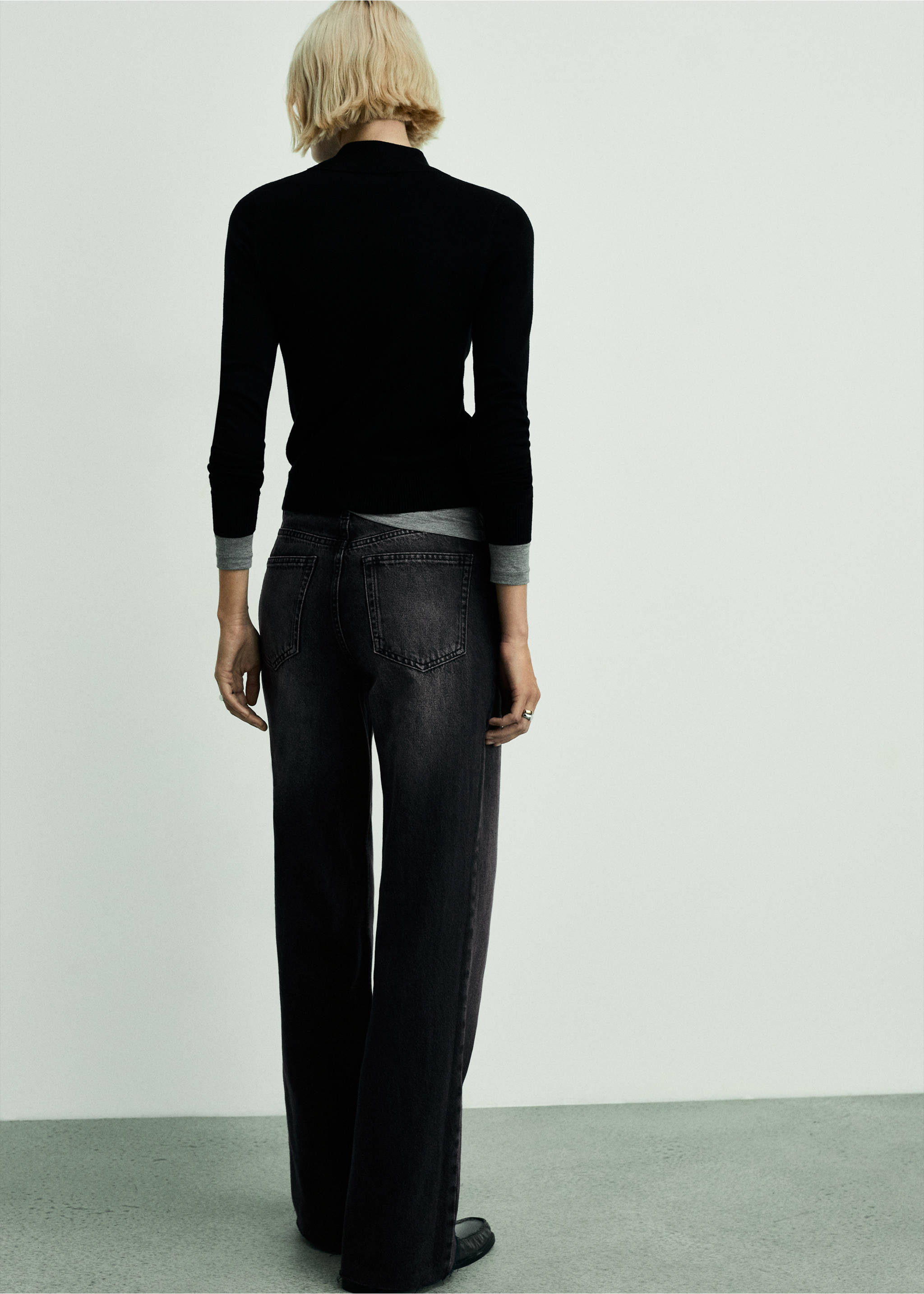 Danila High-Waist Wide-Leg Jeans - Rückseite des Artikels, Black denim. Ref: 87000259-00.