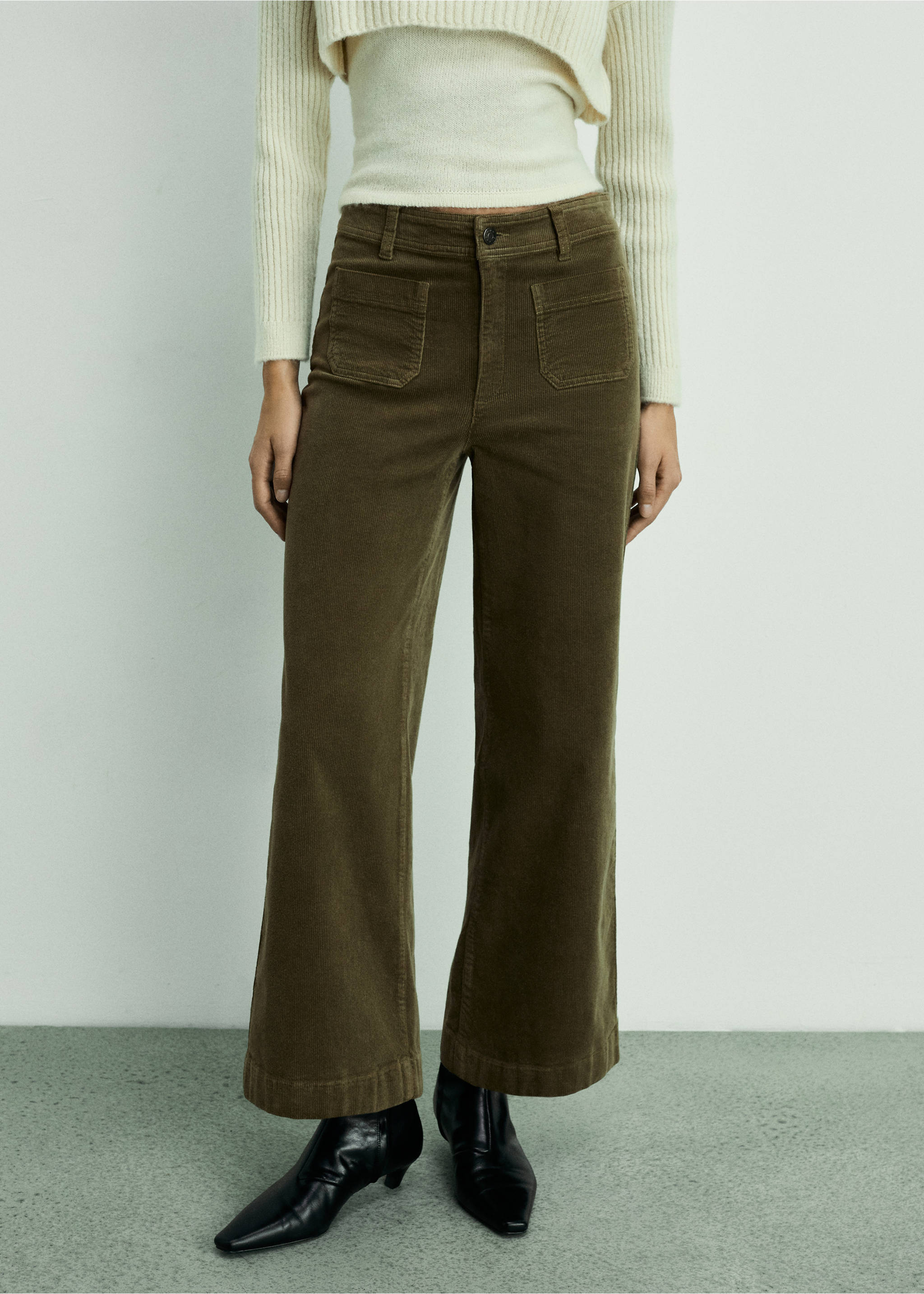 Catherin culotte corduroy trousers - Medium plane, Khaki. Ref: 87000260-00.