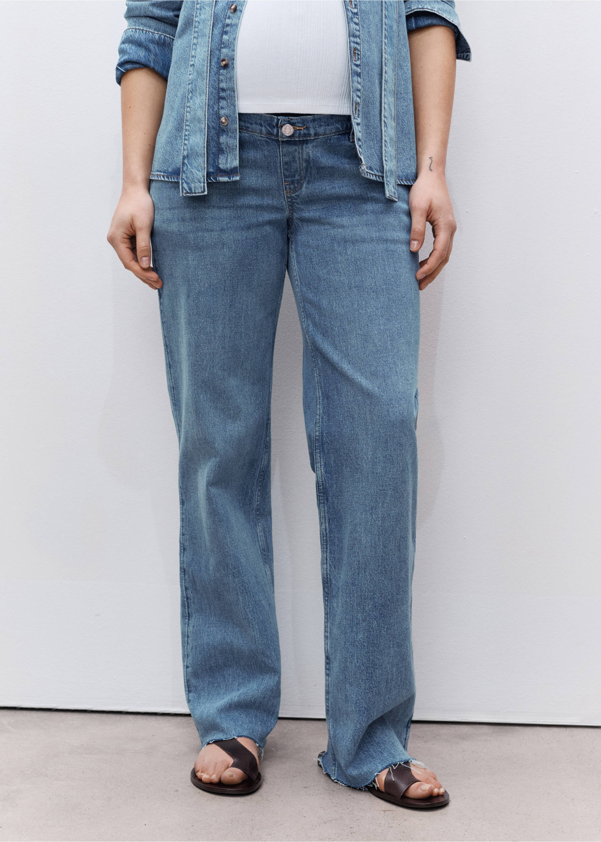 Maternity wide leg jeans - Medium plane, Medium Blue. Ref: 87000265-00.