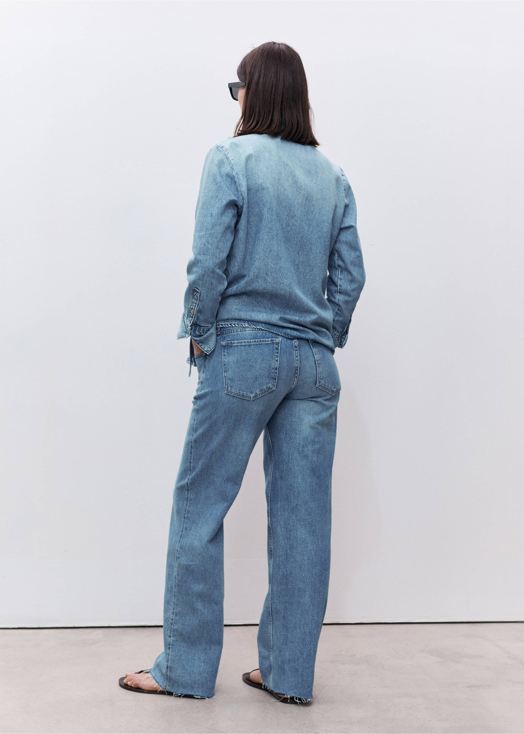 Maternity wide leg jeans - Reverse of the article, Medium Blue. Ref: 87000265-00.