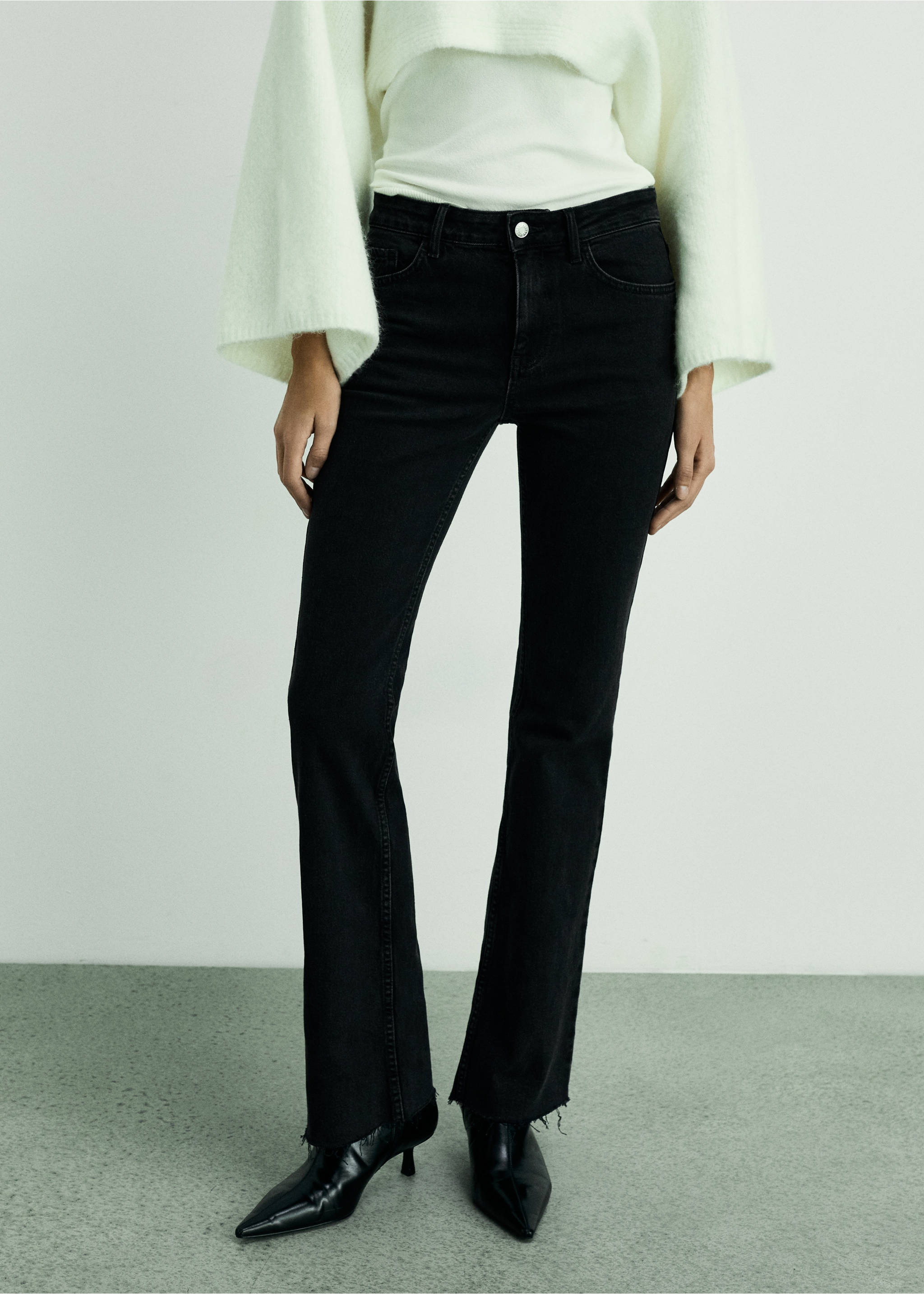 Jeans Fiona flare tiro medio - Plano medio, Denim negro. Ref: 87000270-00.