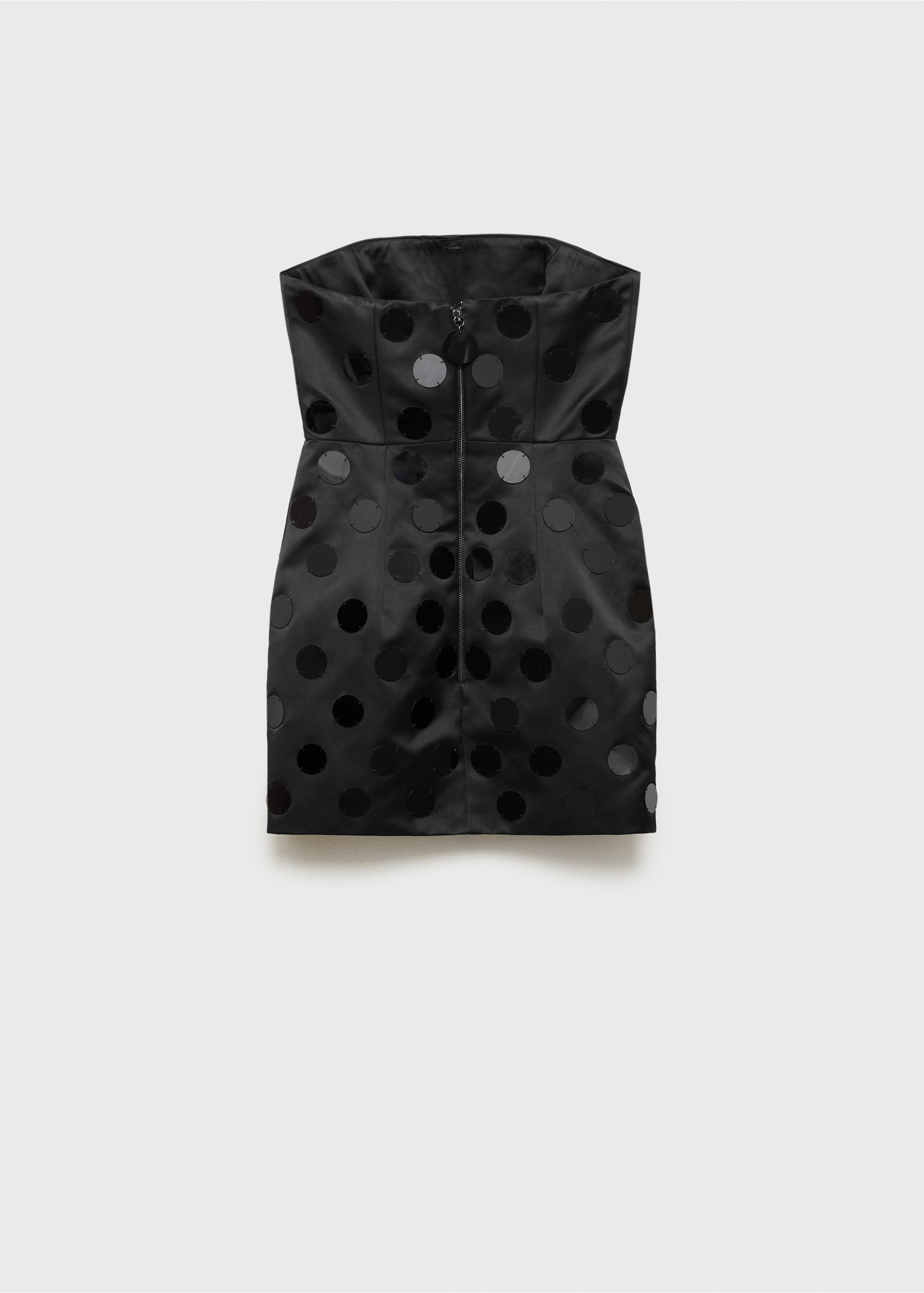 Short strapless dress with mirrors - Details of the article 8, Black. Ref: 87000276-00.