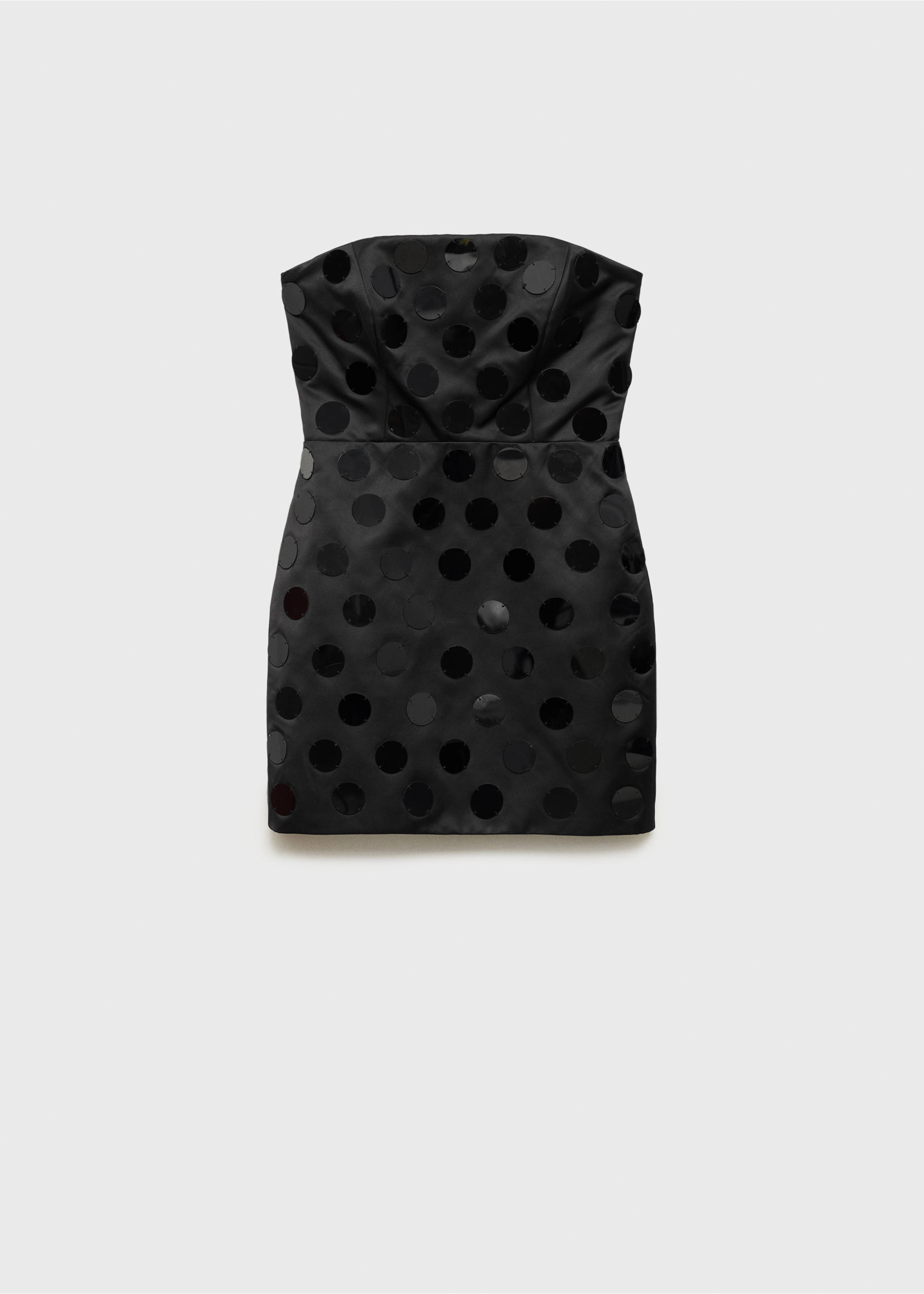 Short strapless dress with mirrors - Article without model, Black. Ref: 87000276-00.