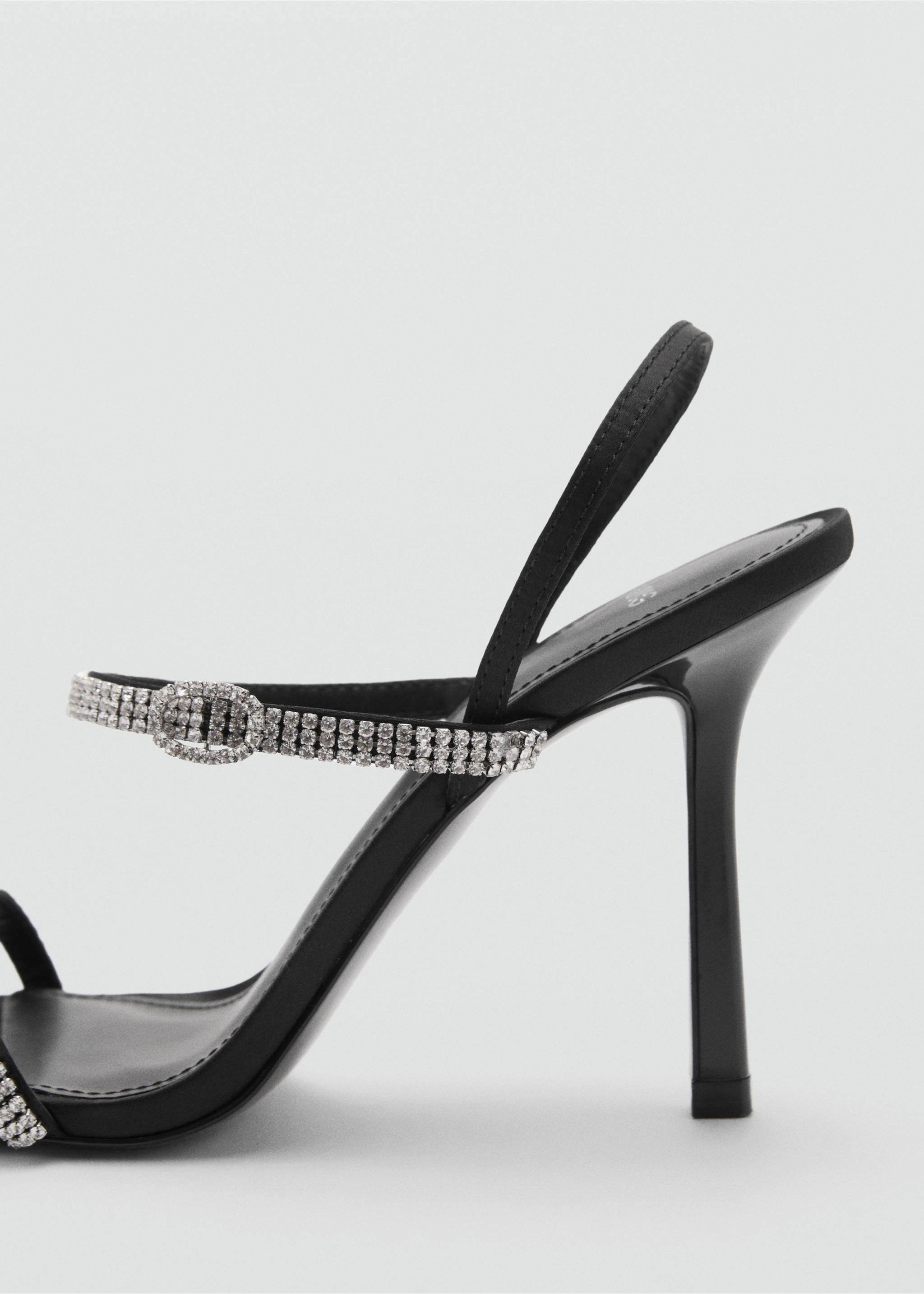 Heeled sandal with strass strap - Details of the article 1, Black. Ref: 87000282-00.