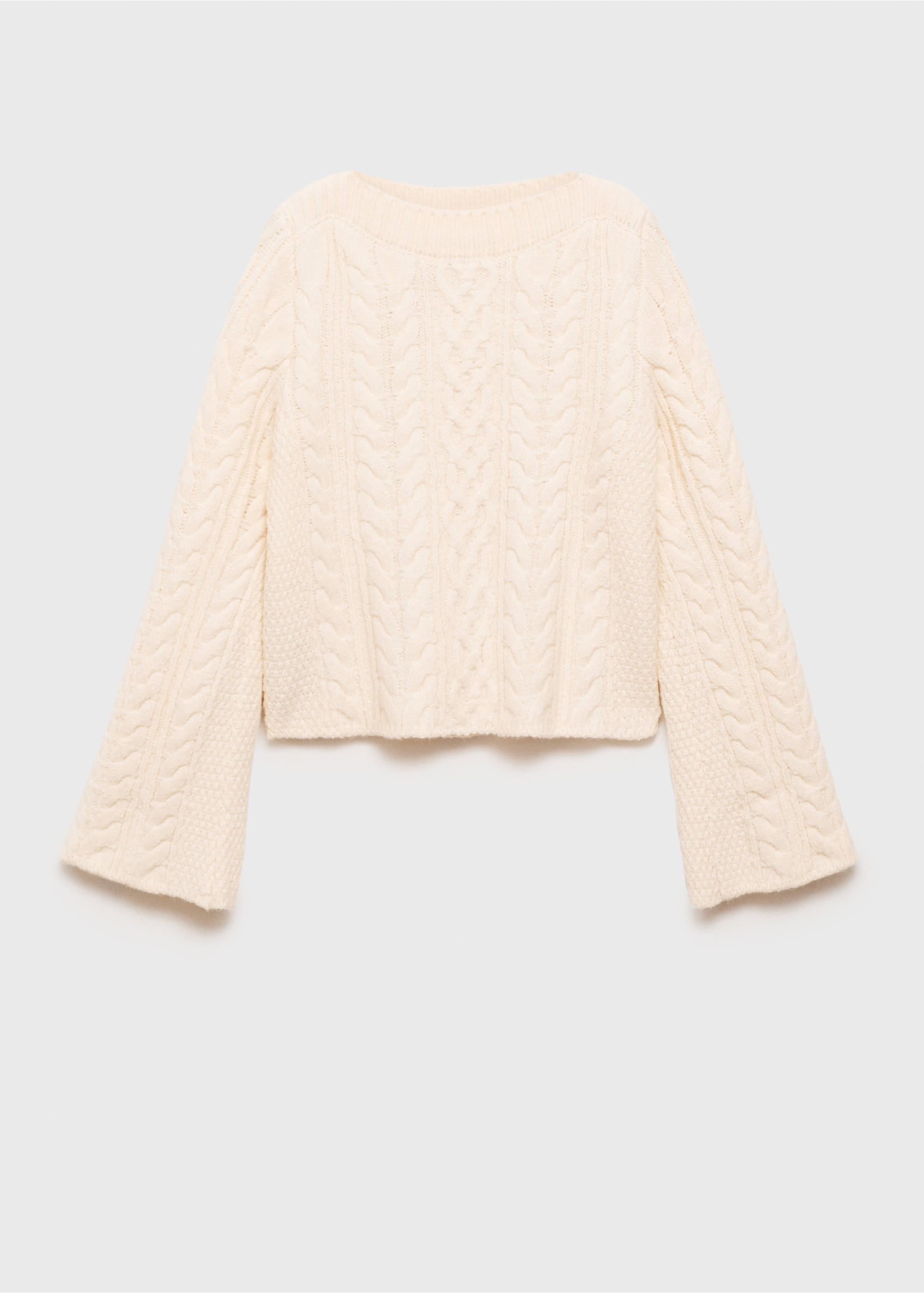 Twisted knitted flared-sleeve sweater - Article without model, Ecru. Ref: 87000350-00.