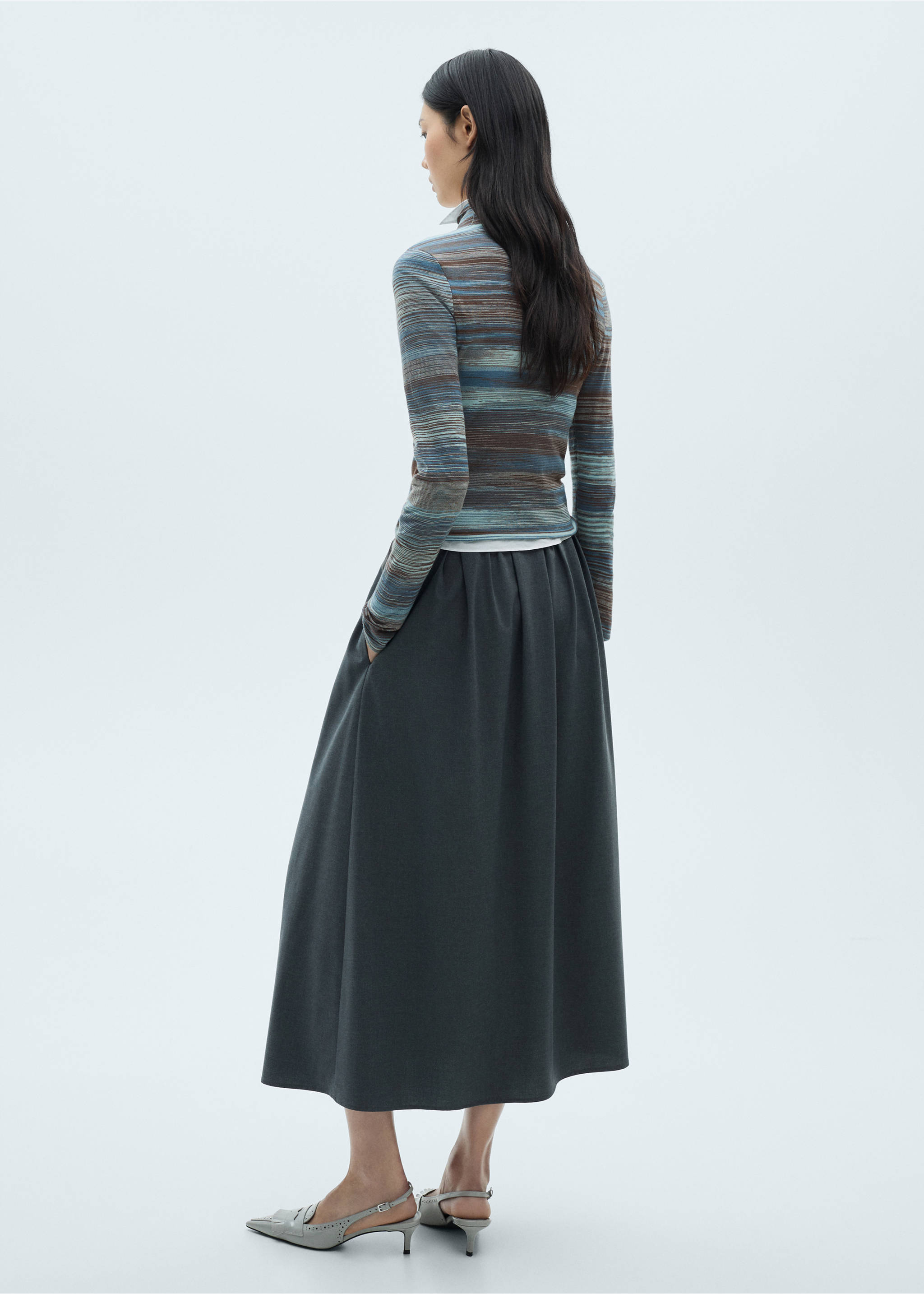 Stand-collar striped sweater - Reverse of the article, Blue. Ref: 87000360-00.