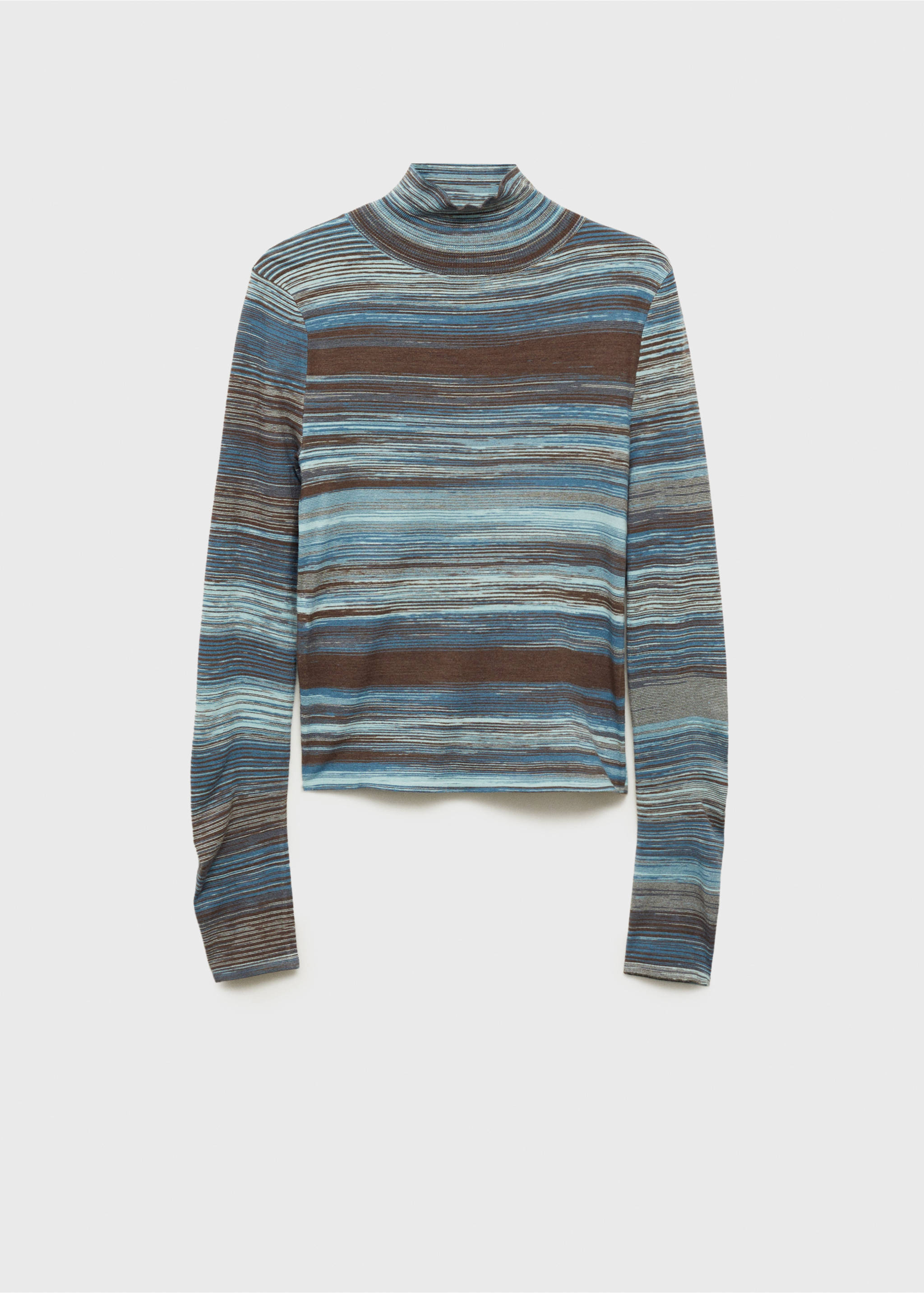 Stand-collar striped sweater - Article without model, Blue. Ref: 87000360-00.