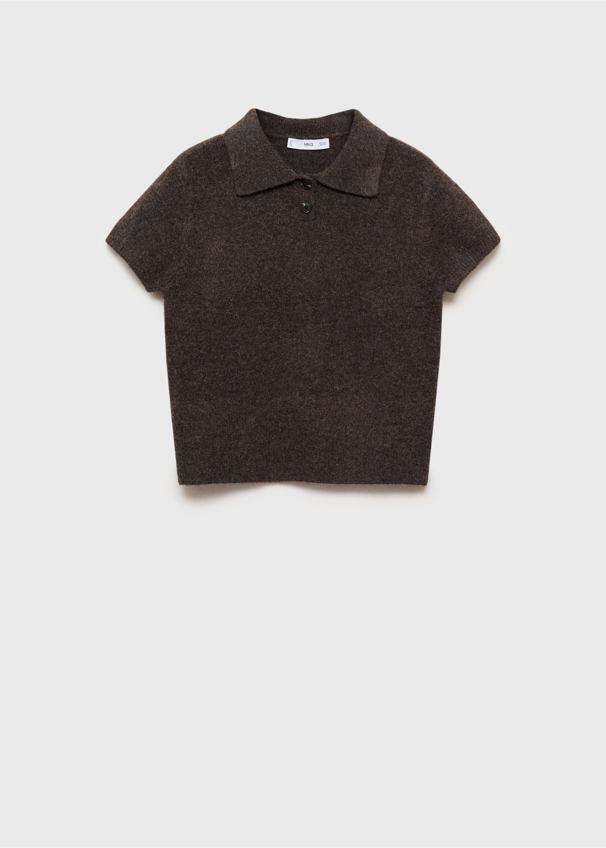 Short-sleeved polo-neck sweater - Article without model, Medium Brown. Ref: 87000362-00.