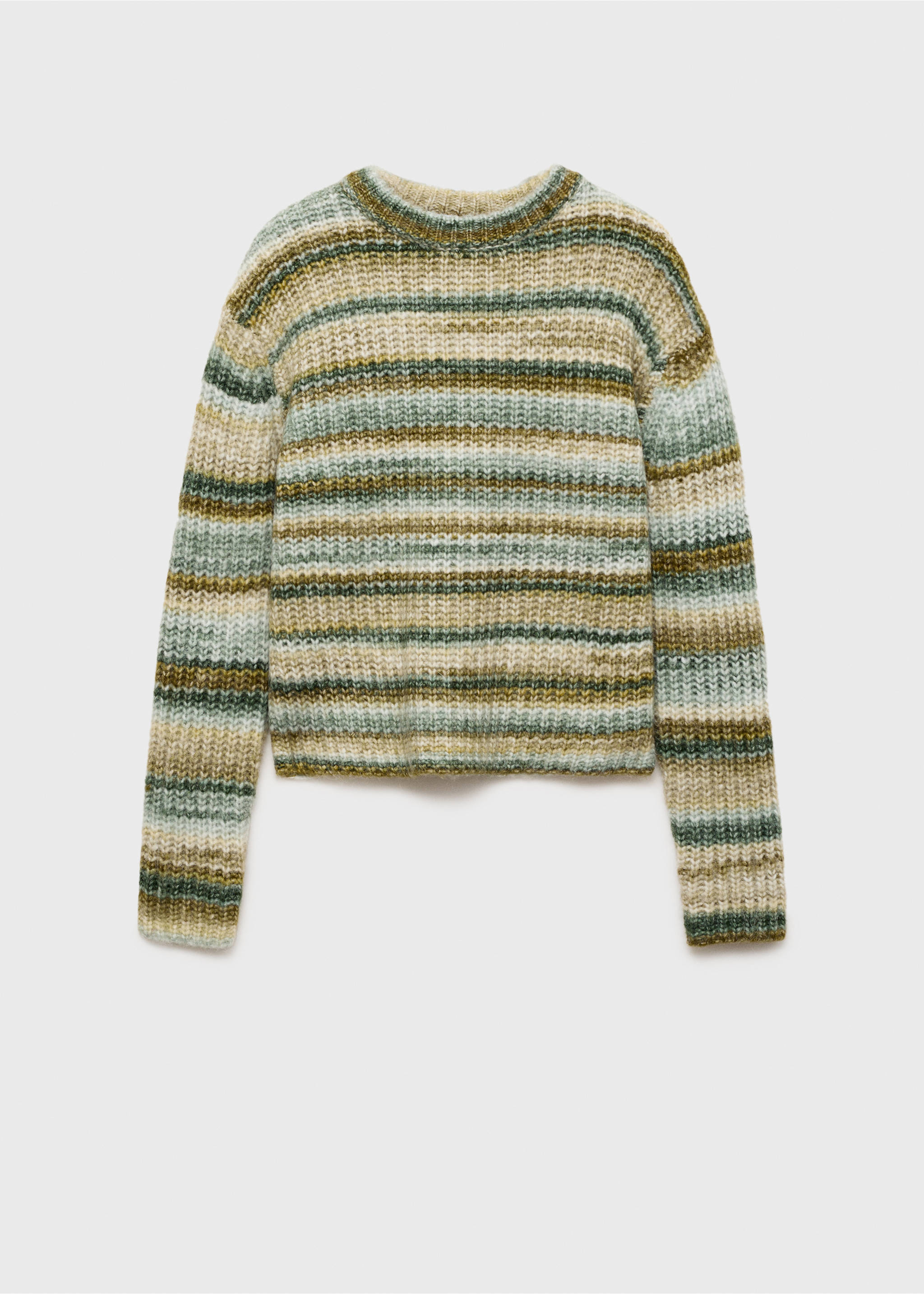 Round-neck striped sweater - Article without model, Dark Green. Ref: 87000364-00.