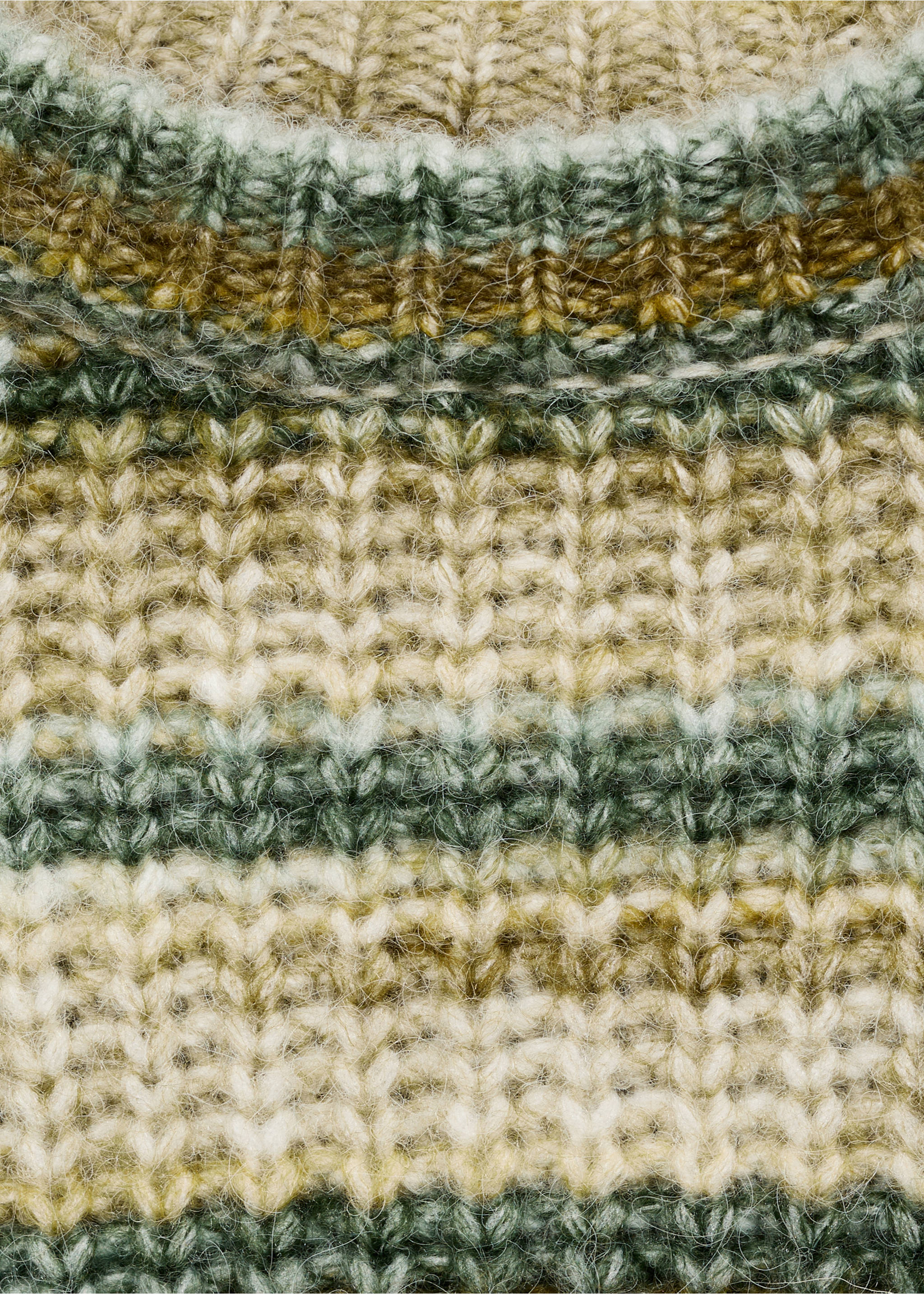 Round-neck striped sweater - Details of the article 8, Dark Green. Ref: 87000364-00.