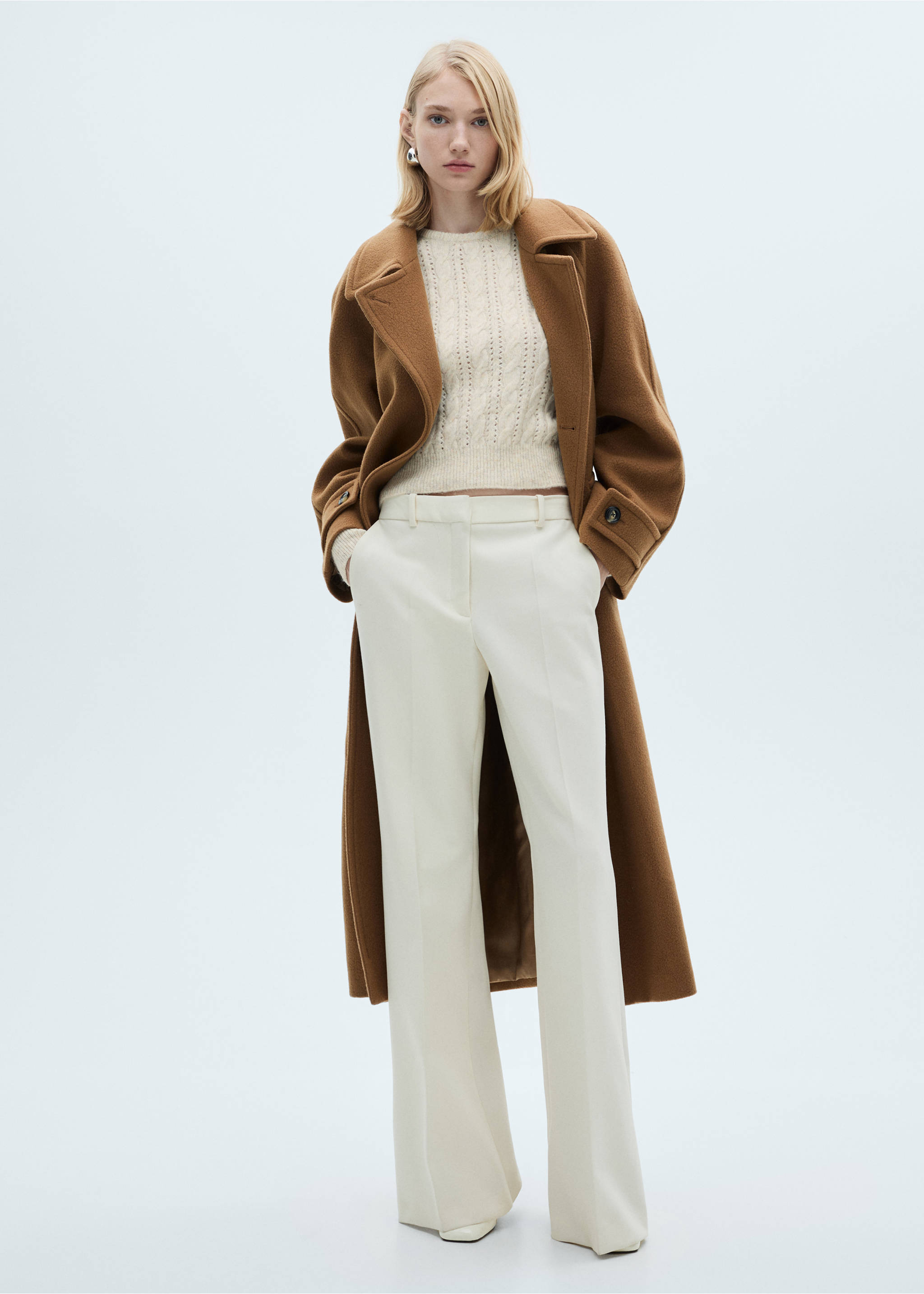 Jersey trenzado detalles calados - Plano general, Crudo. Ref: 87000365-00.