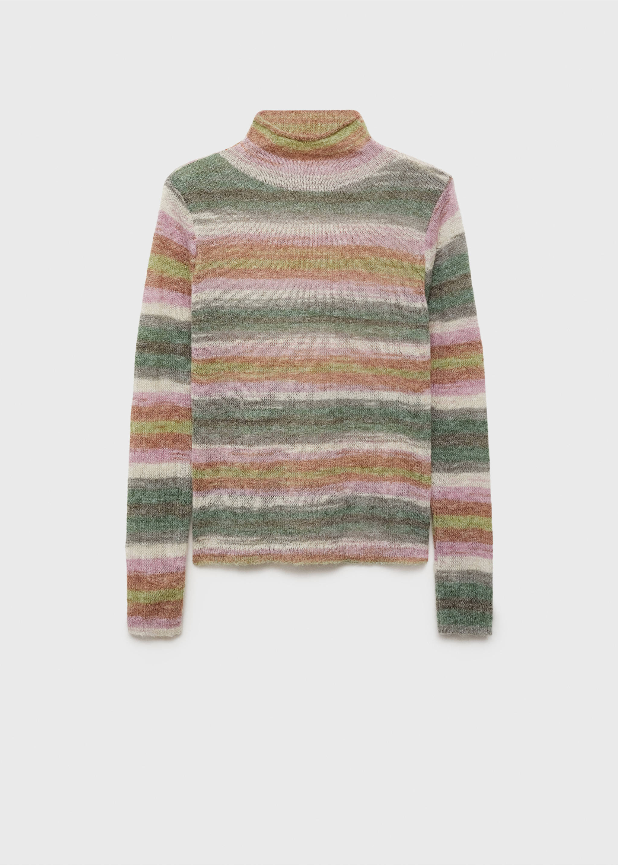 Stand-collar striped sweater - Article without model, Pink. Ref: 87000369-00.