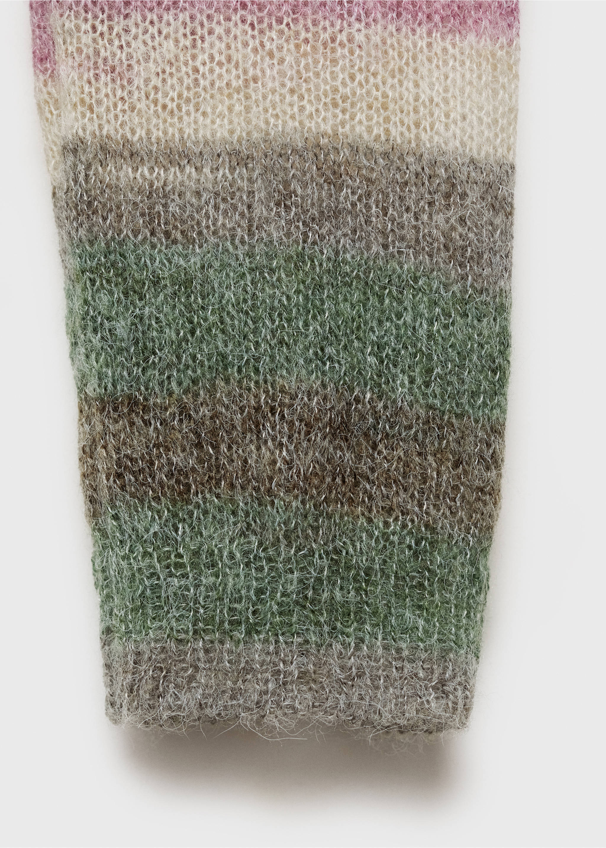 Stand-collar striped sweater - Details of the article 0, Pink. Ref: 87000369-00.