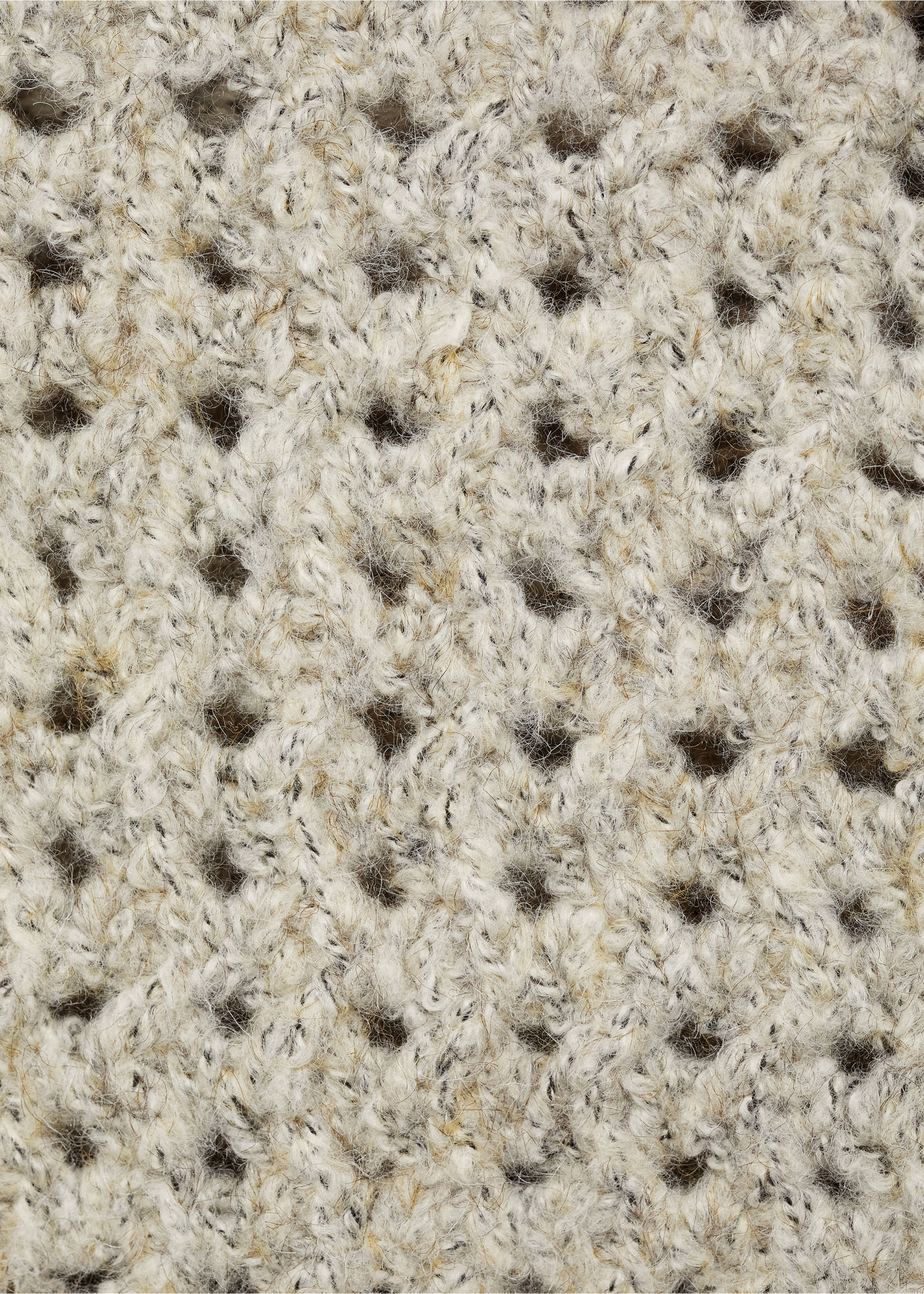 Openwork knitted polo-neck sweater - Details of the article 0, Sand. Ref: 87000370-00.