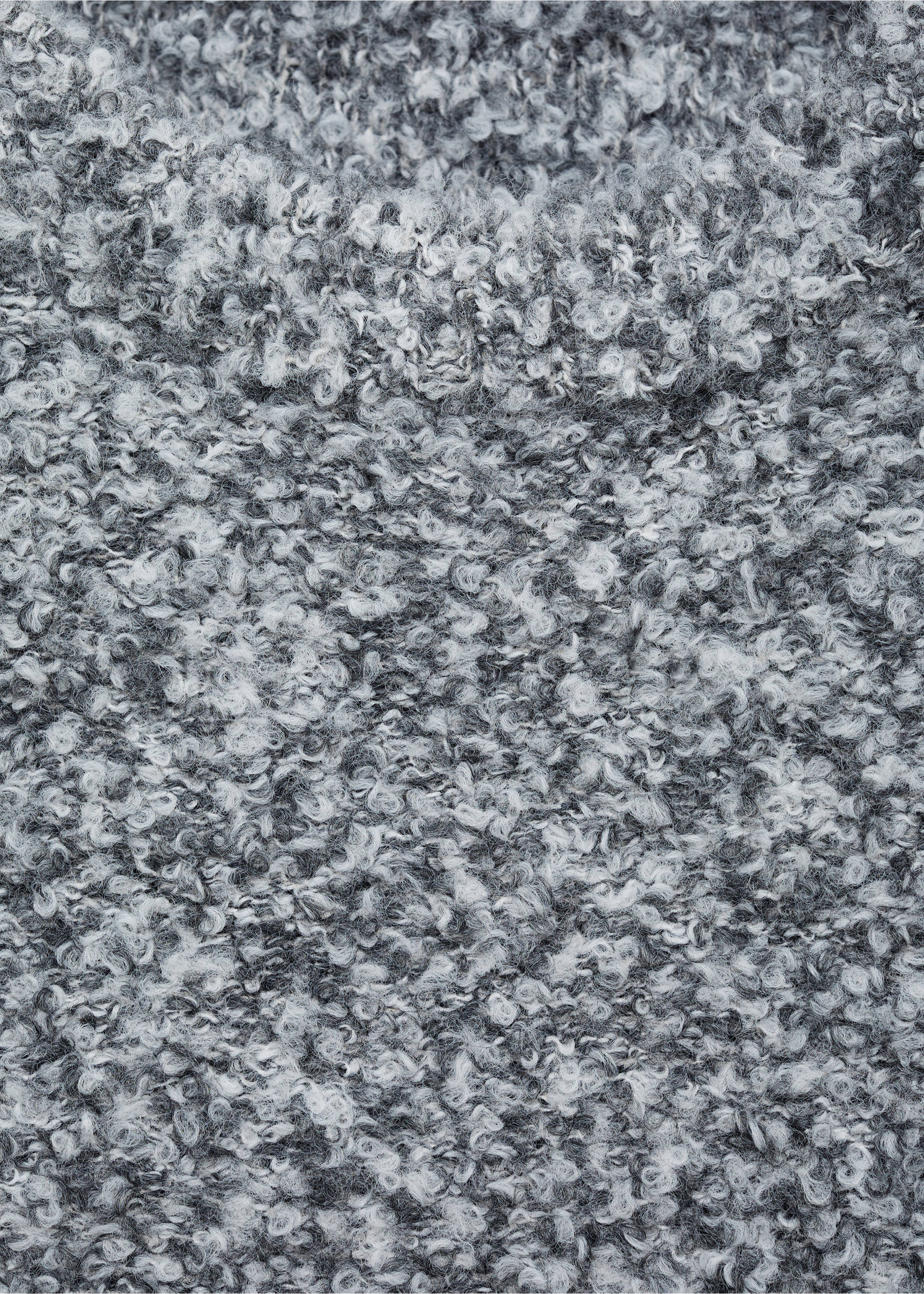 Round-neck bouclé sweater - Details of the article 8, Medium Heather Grey. Ref: 87000371-00.