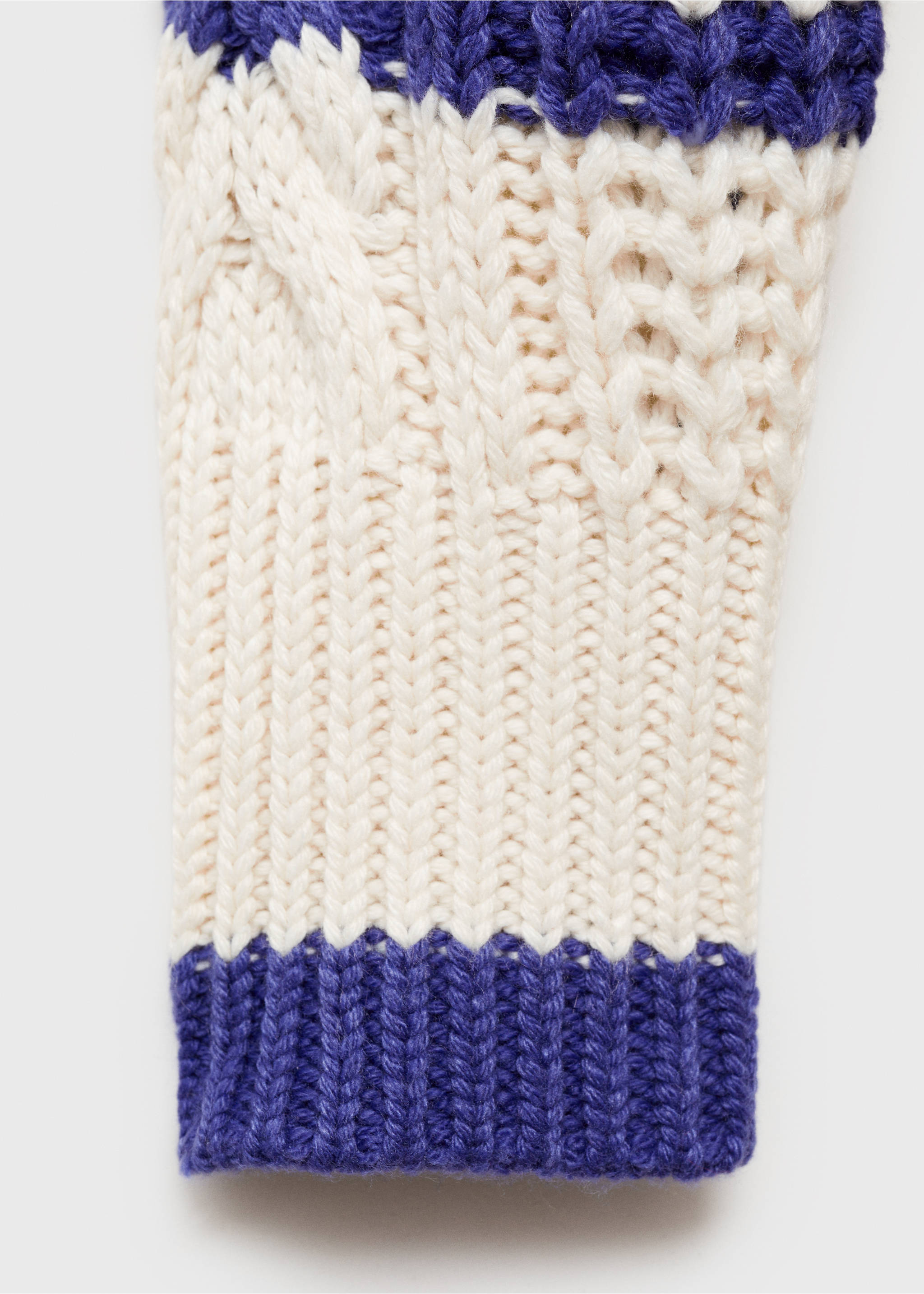 Striped braided sweater - Details of the article 0, Ecru. Ref: 87000372-00.