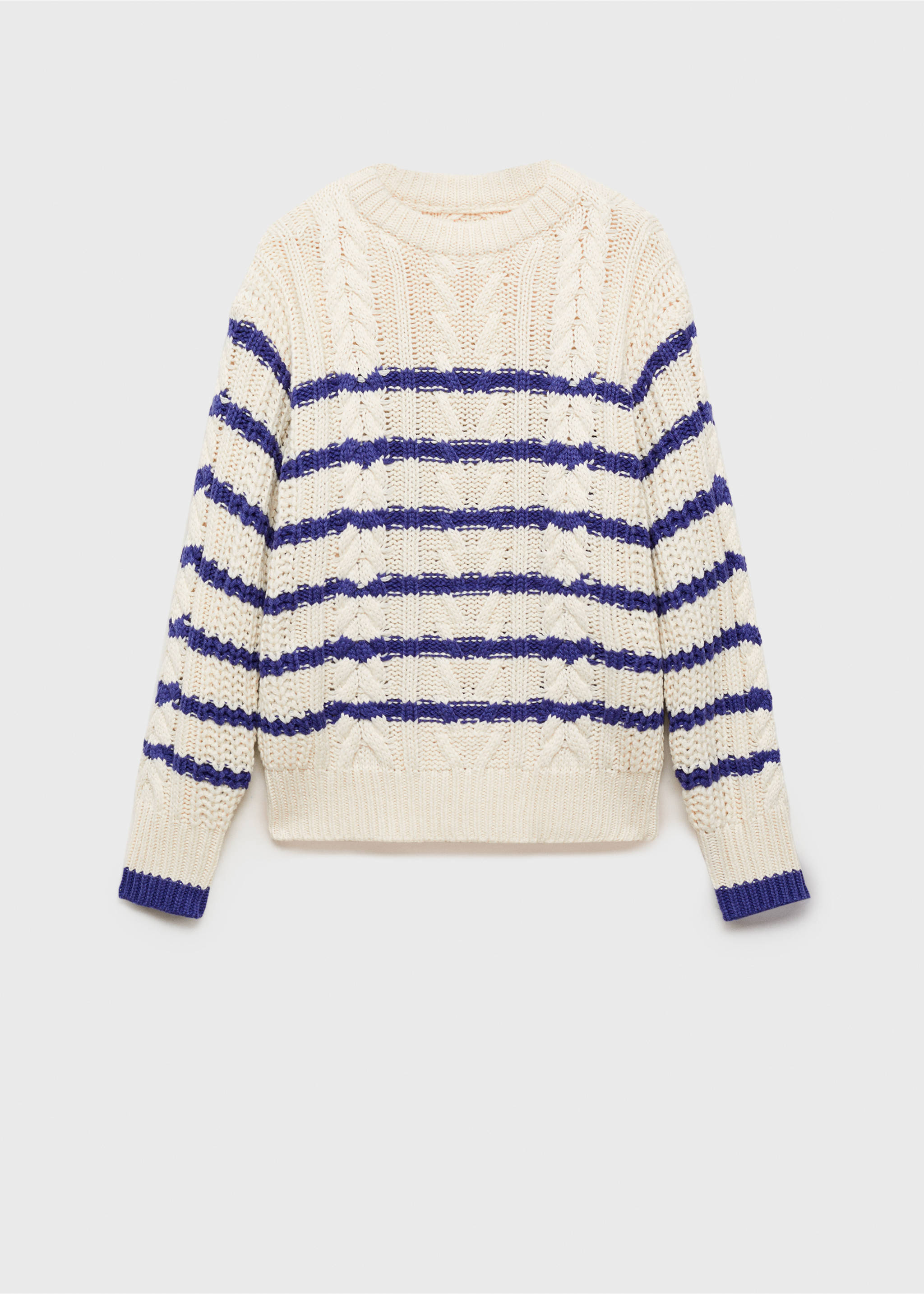 Gestreifter Zopfmuster-Pullover - Artikel ohne Model, Ecru. Ref: 87000372-00.