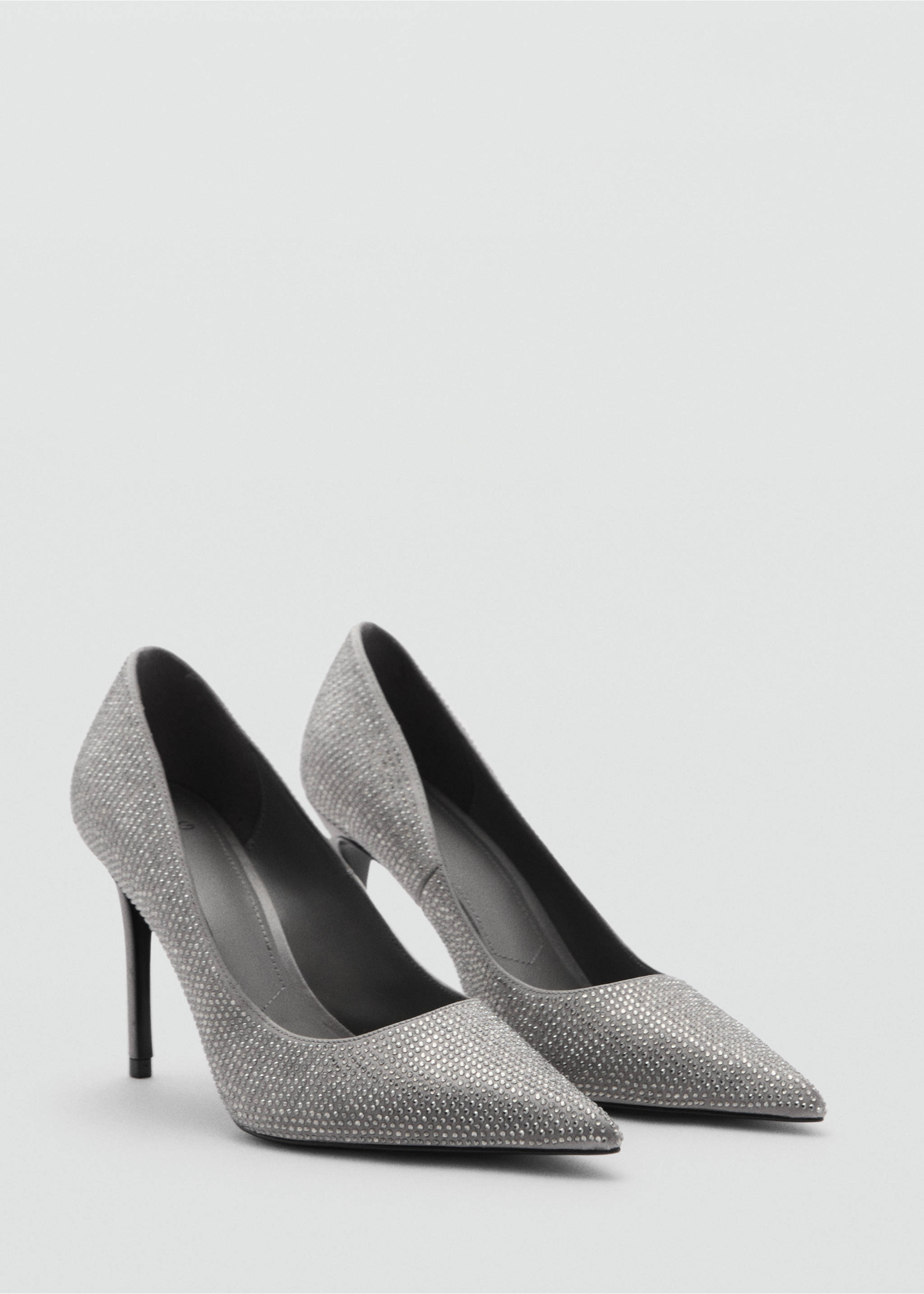Rhinestone heel shoes - Medium plane, Silver. Ref: 87000415-00.