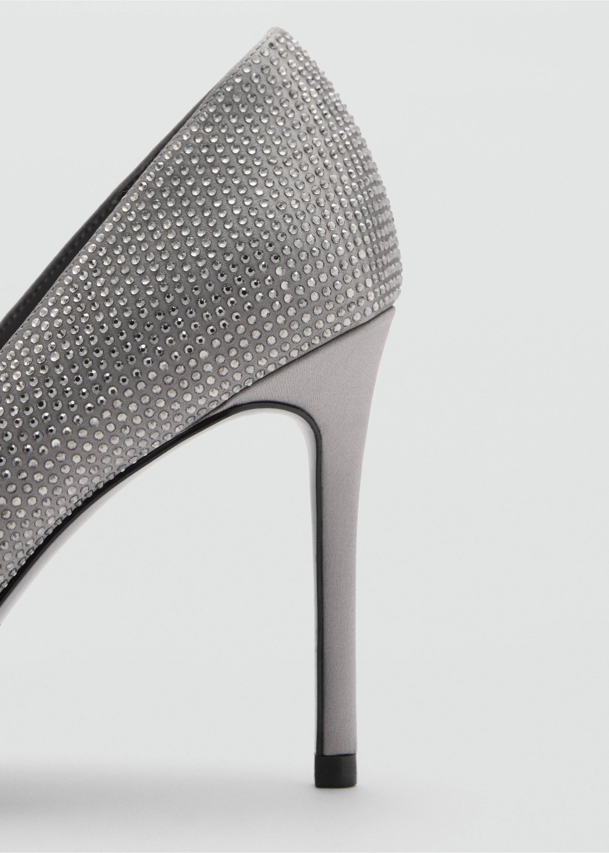Rhinestone heel shoes - Details of the article 1, Silver. Ref: 87000415-00.