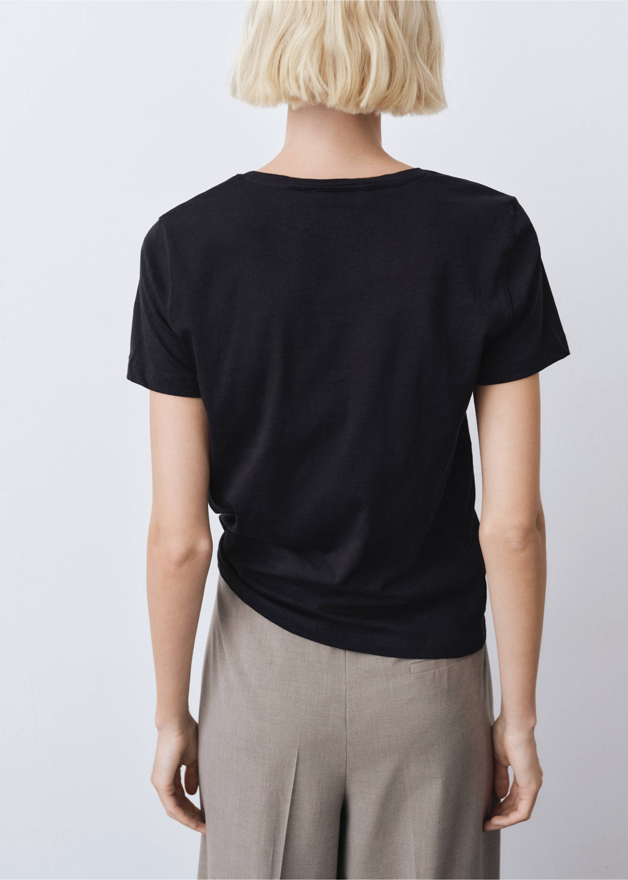 Short-sleeved cotton t-shirt - Reverse of the article, Black. Ref: 87000435-00.