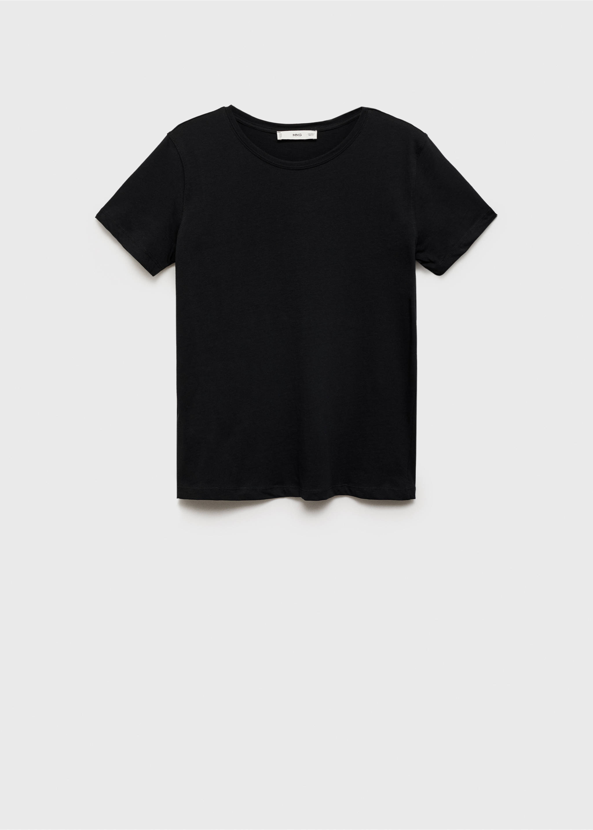 Short-sleeved cotton t-shirt - Article without model, Black. Ref: 87000435-00.