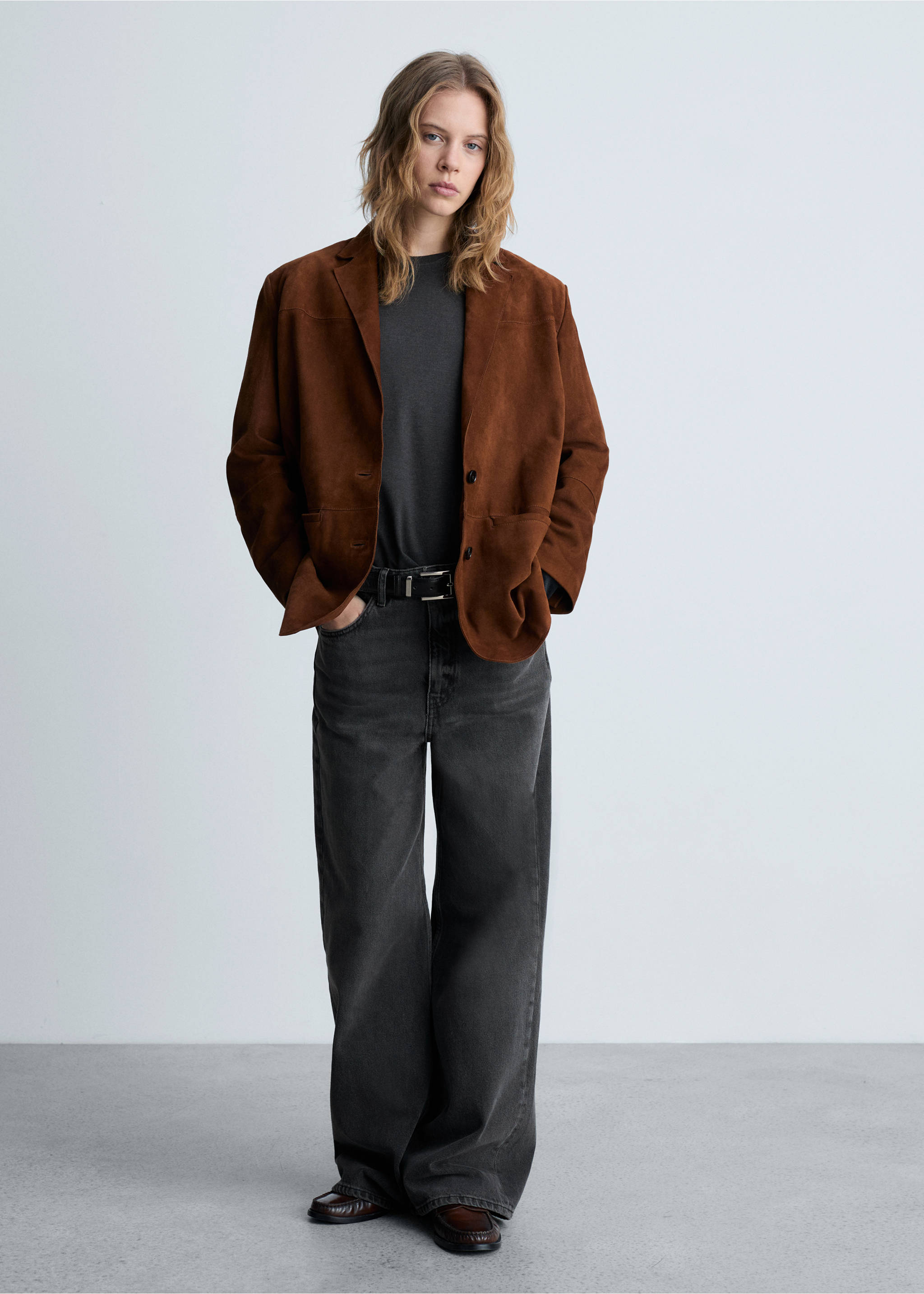 Feines Rundhals-T-Shirt - Allgemeine Ansicht, Dunkelgrau meliert. Ref: 87000441-00.