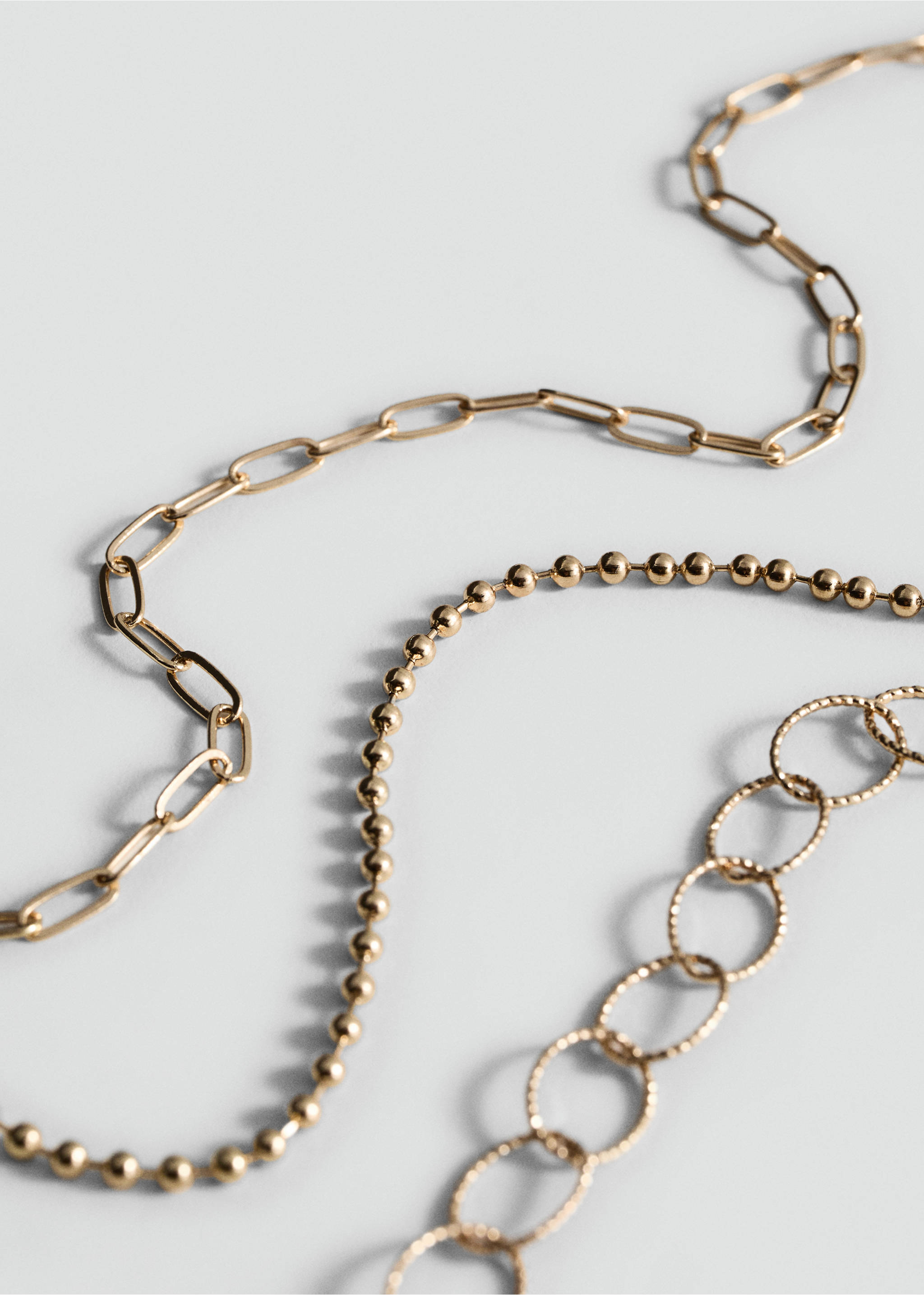 Combined chain necklace - Medium plane, Gold. Ref: 87000445-00.