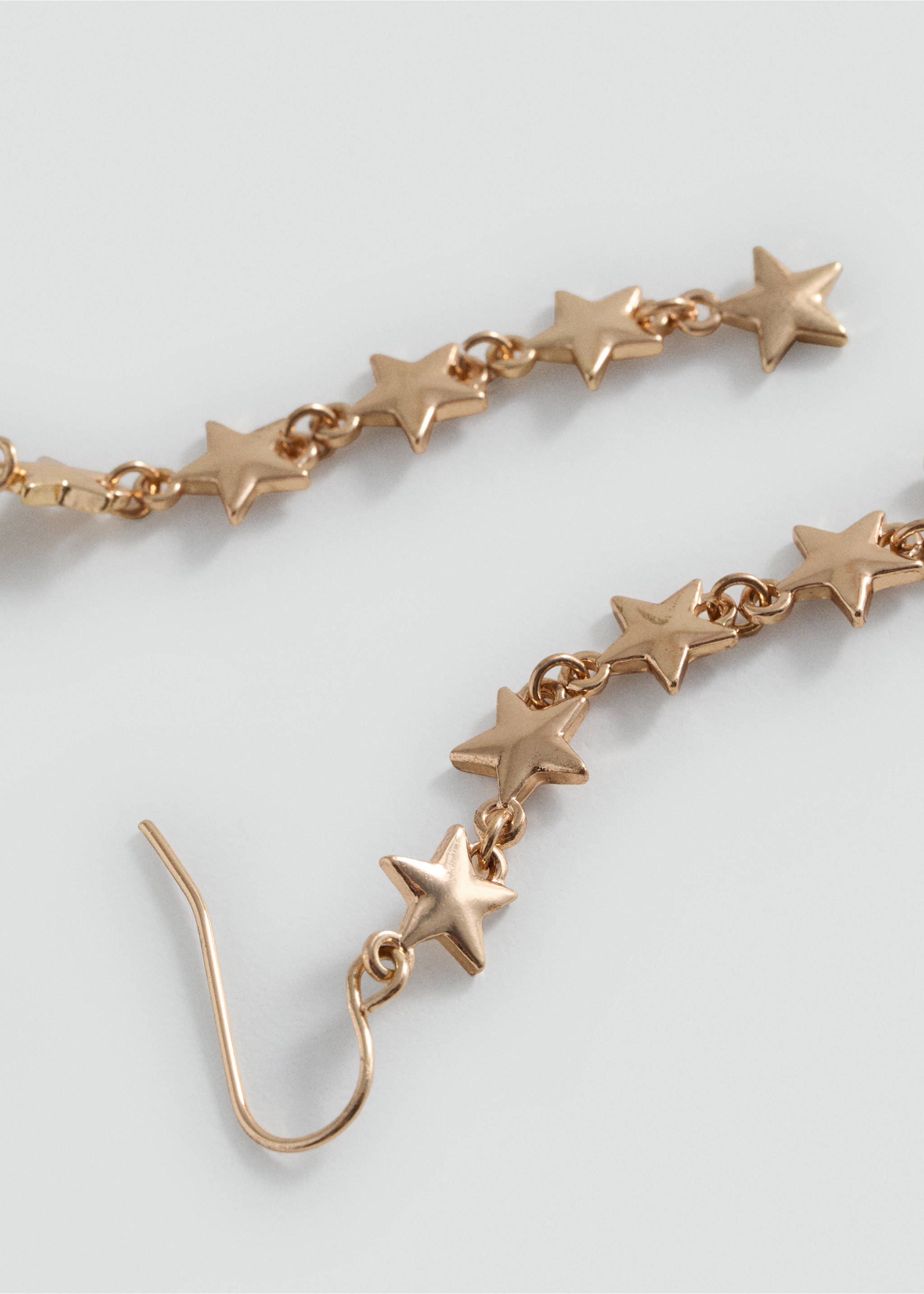 Gold drop earrings featuring linked star charms., Gold. Ref: 87000449-00.