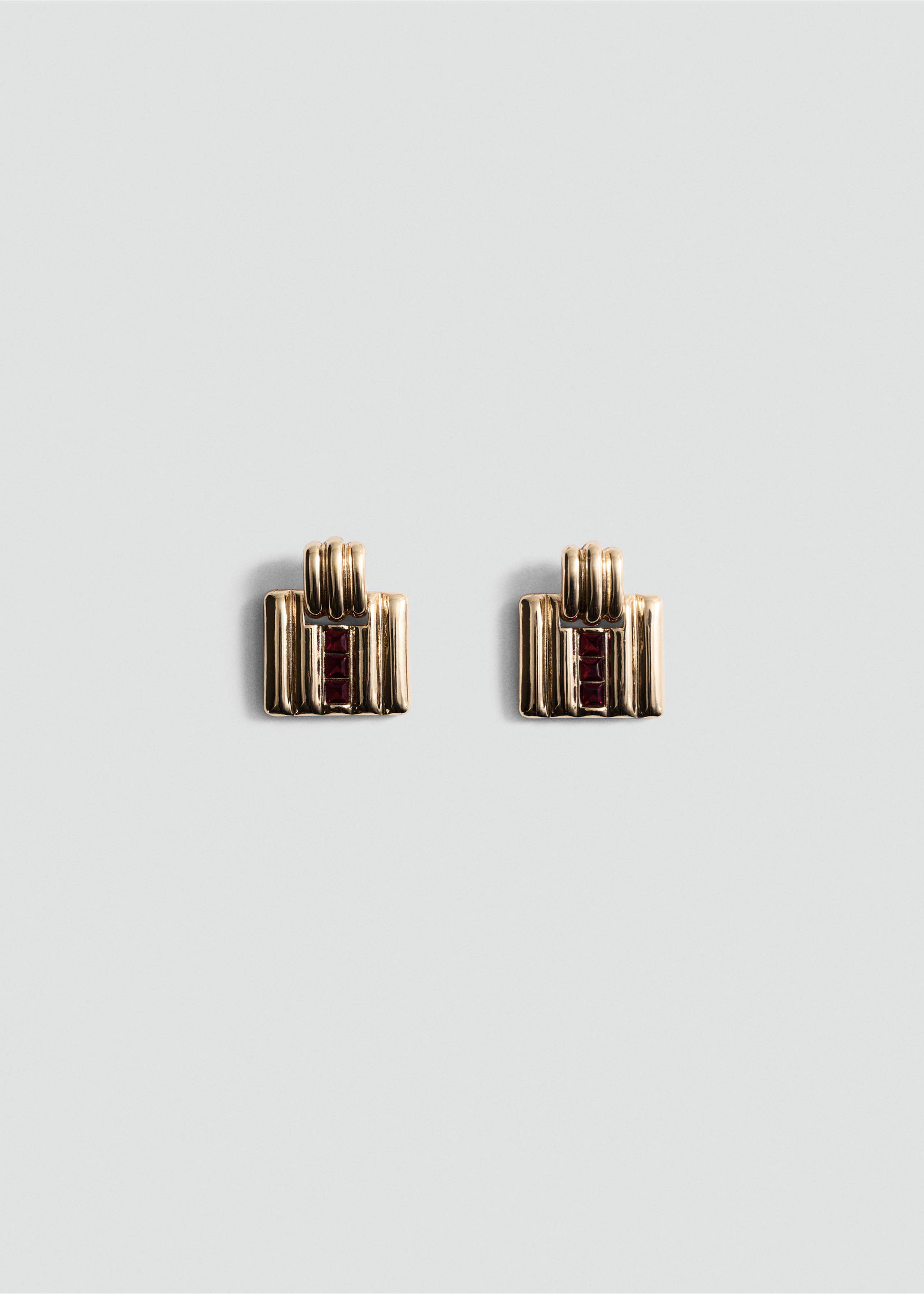 Geometric earrings with crystals detail - Article without model, Gold. Ref: 87000458-00.