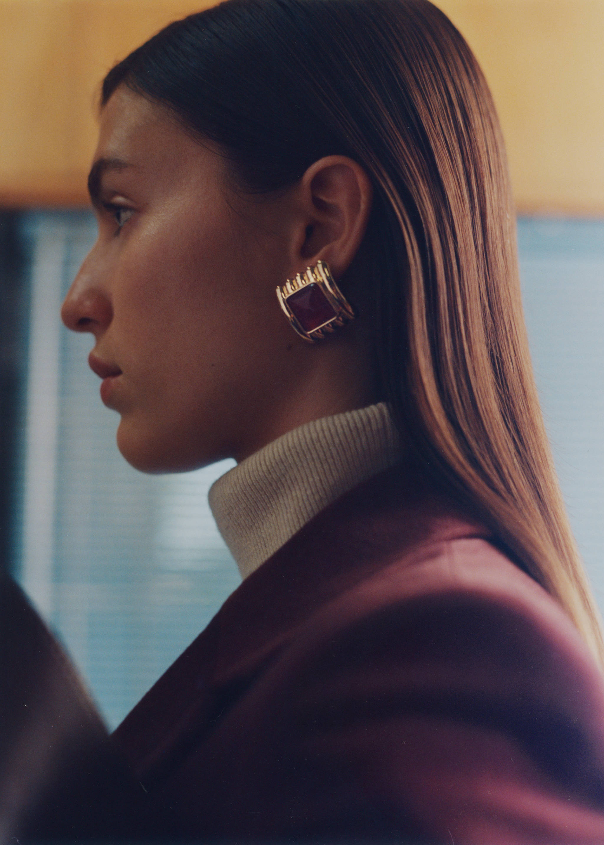 Combined square relief earrings - General plane