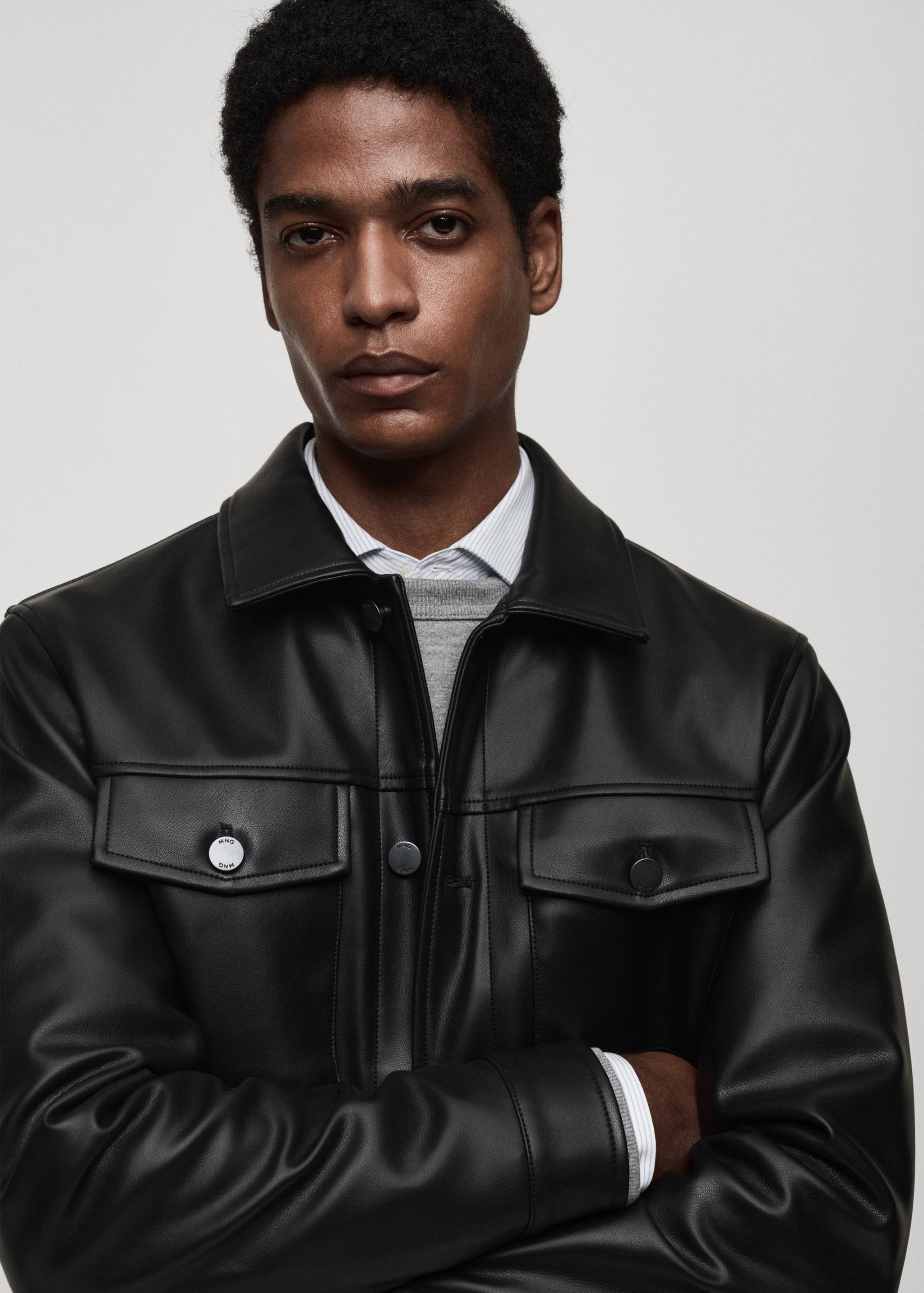 Faux-leather jacket with pockets - Details of the article 1